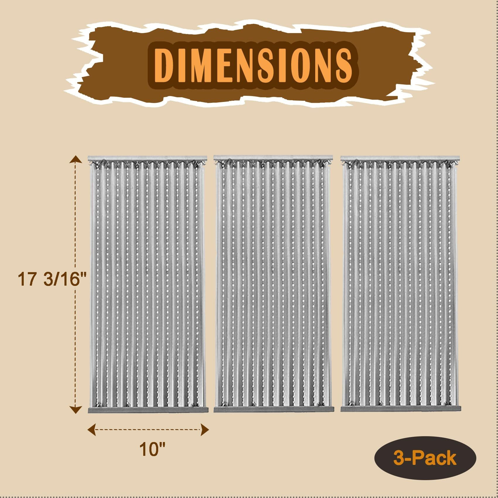 Safbbcue 3 Pack Stainless Steel G533-2200-W1 True Infrared Grill Emitter Plates For Charbroil 463242715 463242716 463276016 466242715 466242815 463257520 17 Inch Replacement Grill Emitter Grates Parts