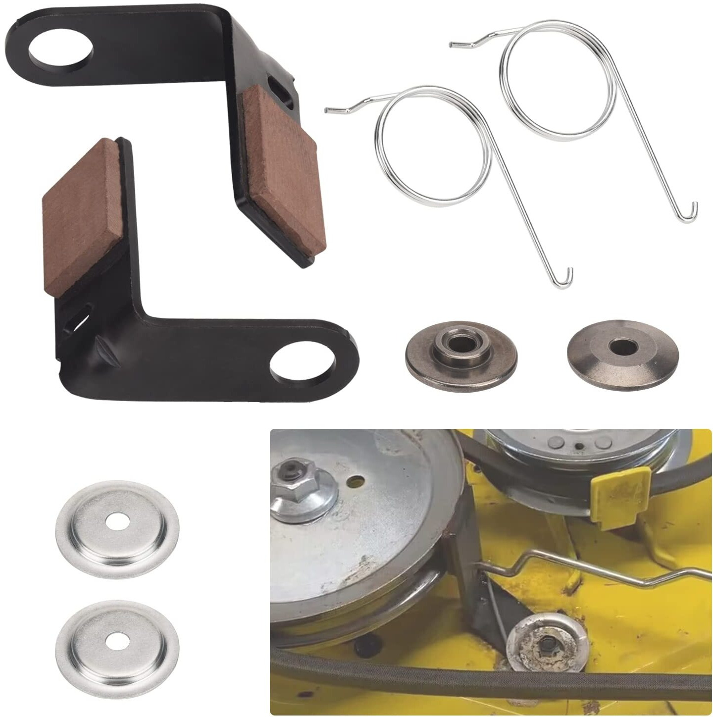 2 Set Brake Pad Kit Gy21943B Gx20494 Gx20515 Gx23240 For J-Ohn Deere 42"" L  D  X Series 100 105 115 100 110 120 125 130 Tractors & Lawn Mower - With Retainer & Torsion Spring