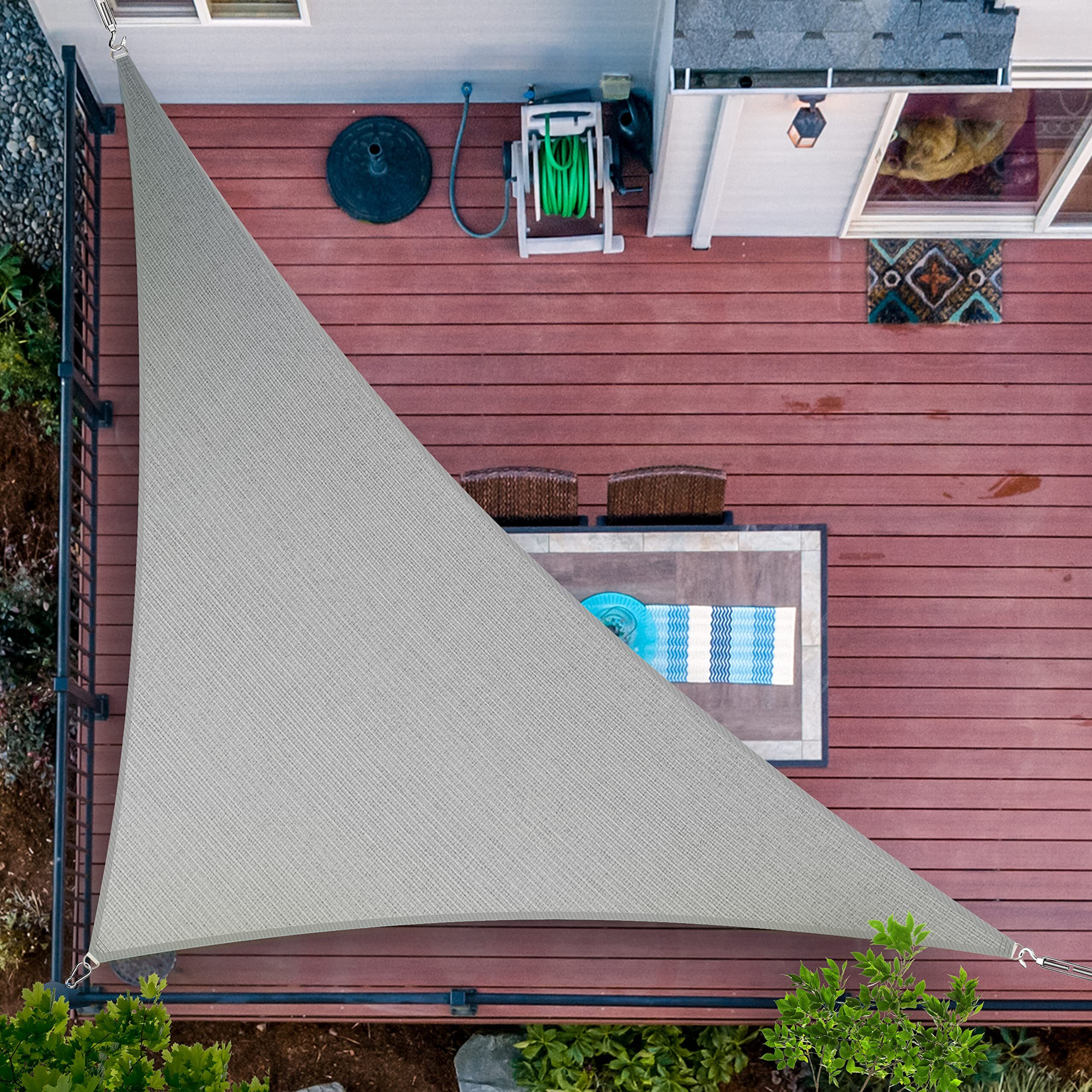 Shademart 7' X 12' X 13.9' Grey Sun Shade Sail Upf50 Right Triangle Smtaprt10 Canopy Fabric Cloth Screen  Water Air Permeable & Uv Resistant  Heavy Duty (We Customize Size)