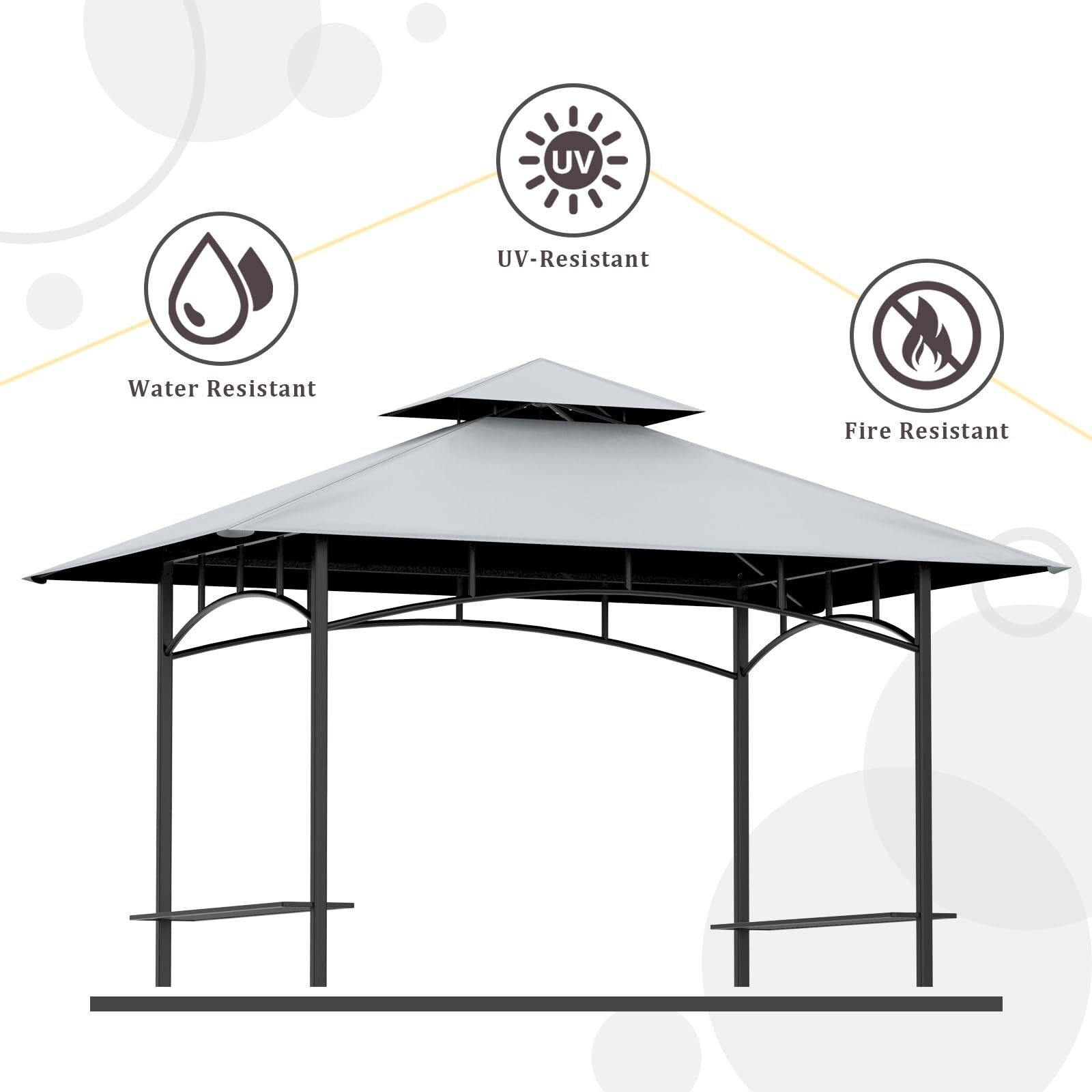 Grill Gazebo Replacement Canopy Top - Aonear 5'X8' Outdoor Bbq Tent Roof Cover Double Tiered Outdoor Grill Shelter Fit For Model L-Gg001Pst-F (Gray)