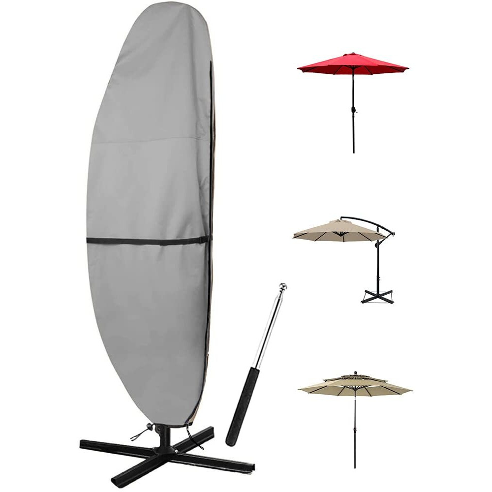 Zenicham Patio Umbrella Parasol Cover - 600D Waterproof Umbrella Cover  Cantilever Offset Umbrella Cover With Sturdy Zipper  Anti-Uv Outdoor Umbrella Cover Fits For 12-14 Feet