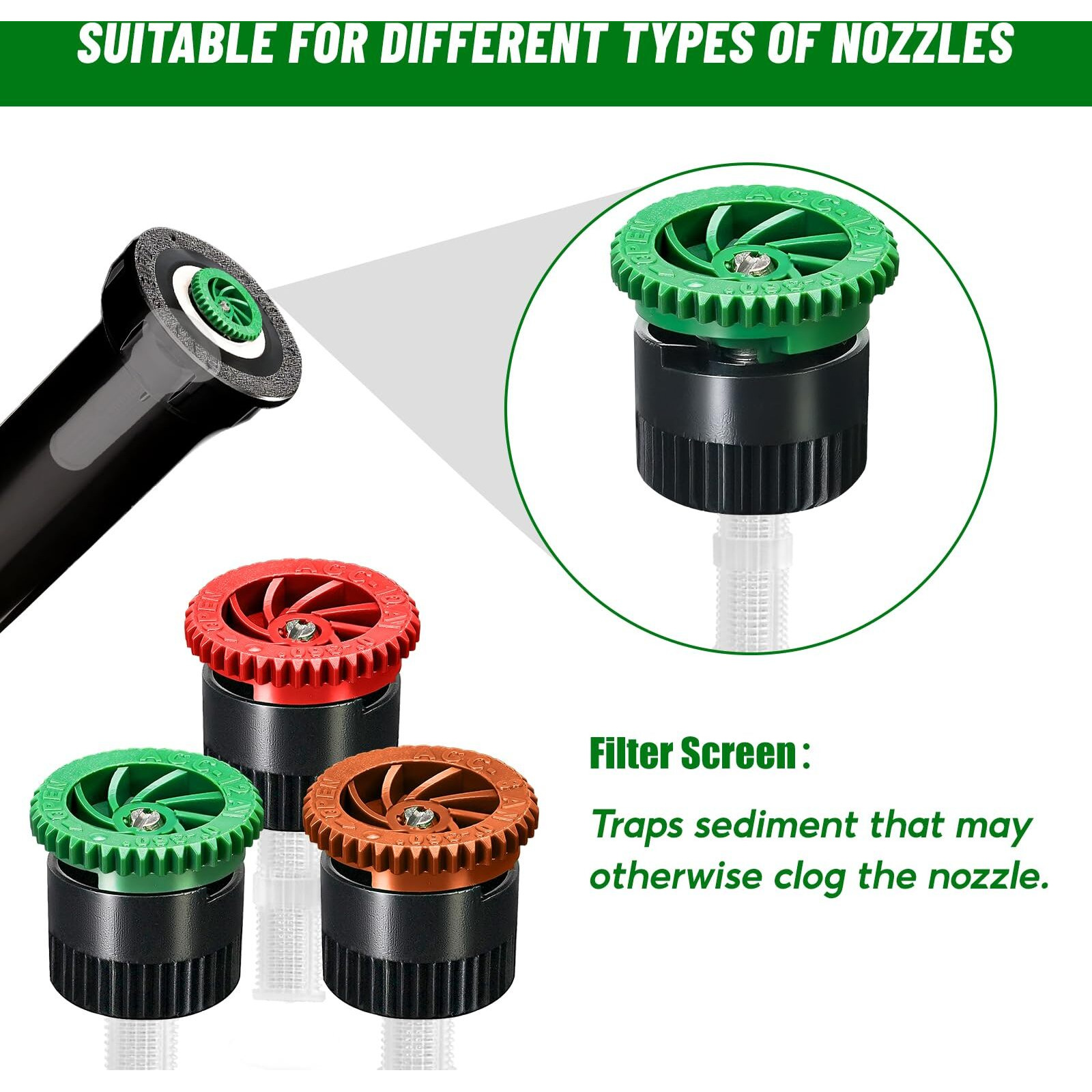 Holymaji 24 Pieces Variable Arc Nozzle  Replacement Pop-Up Sprinkler Heads Compatible With Most Of Adjustable Pop Up Sprinklers Spray Head For Garden Lawn Irrigation (8An  10An  12An)