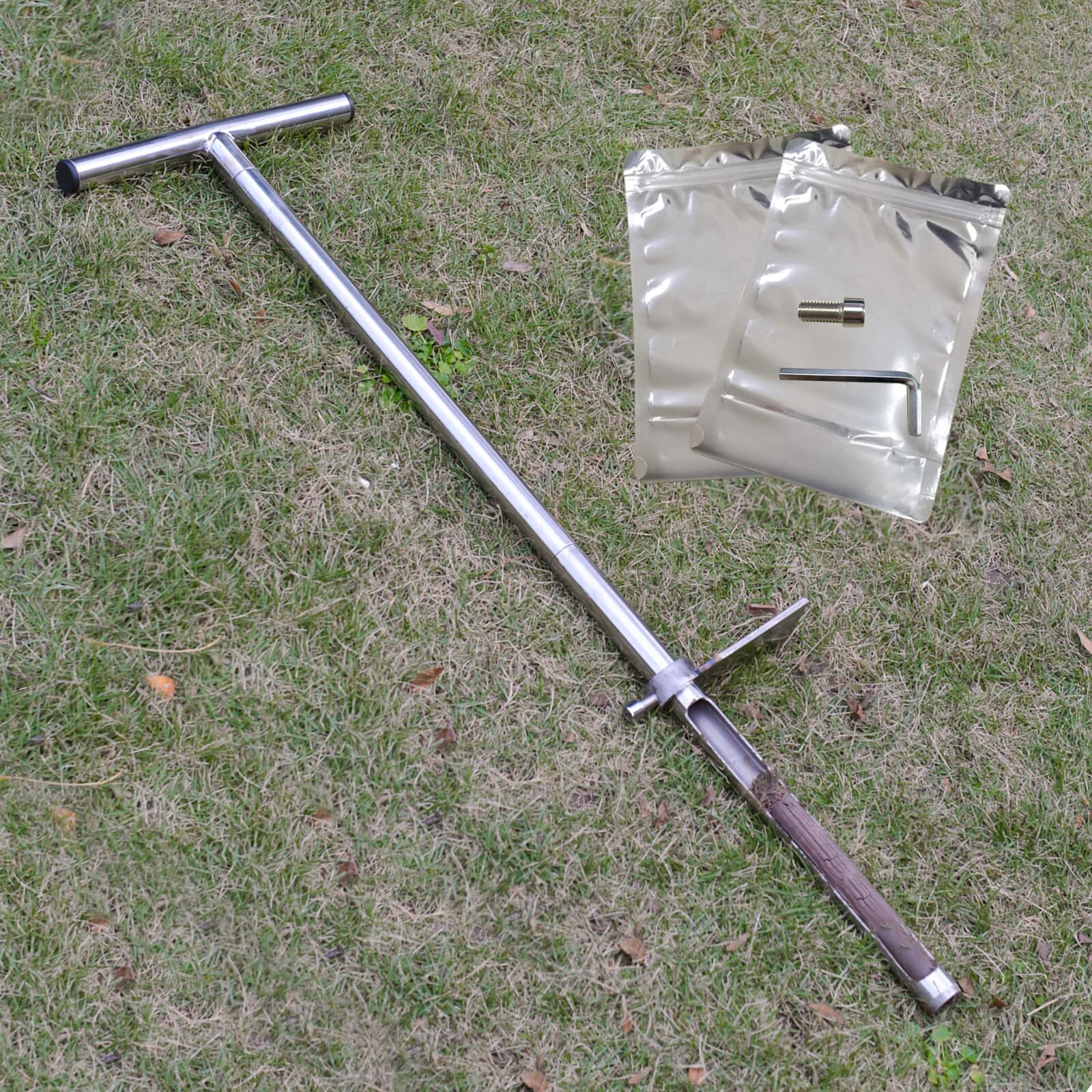 36"" Soil Probe  Stainless Steel Soil Sampler Probe With Foot Pedal And Reusable Sample Bags  Soil Test Kits For Lawn Plant Garden Farm Soil Sampling