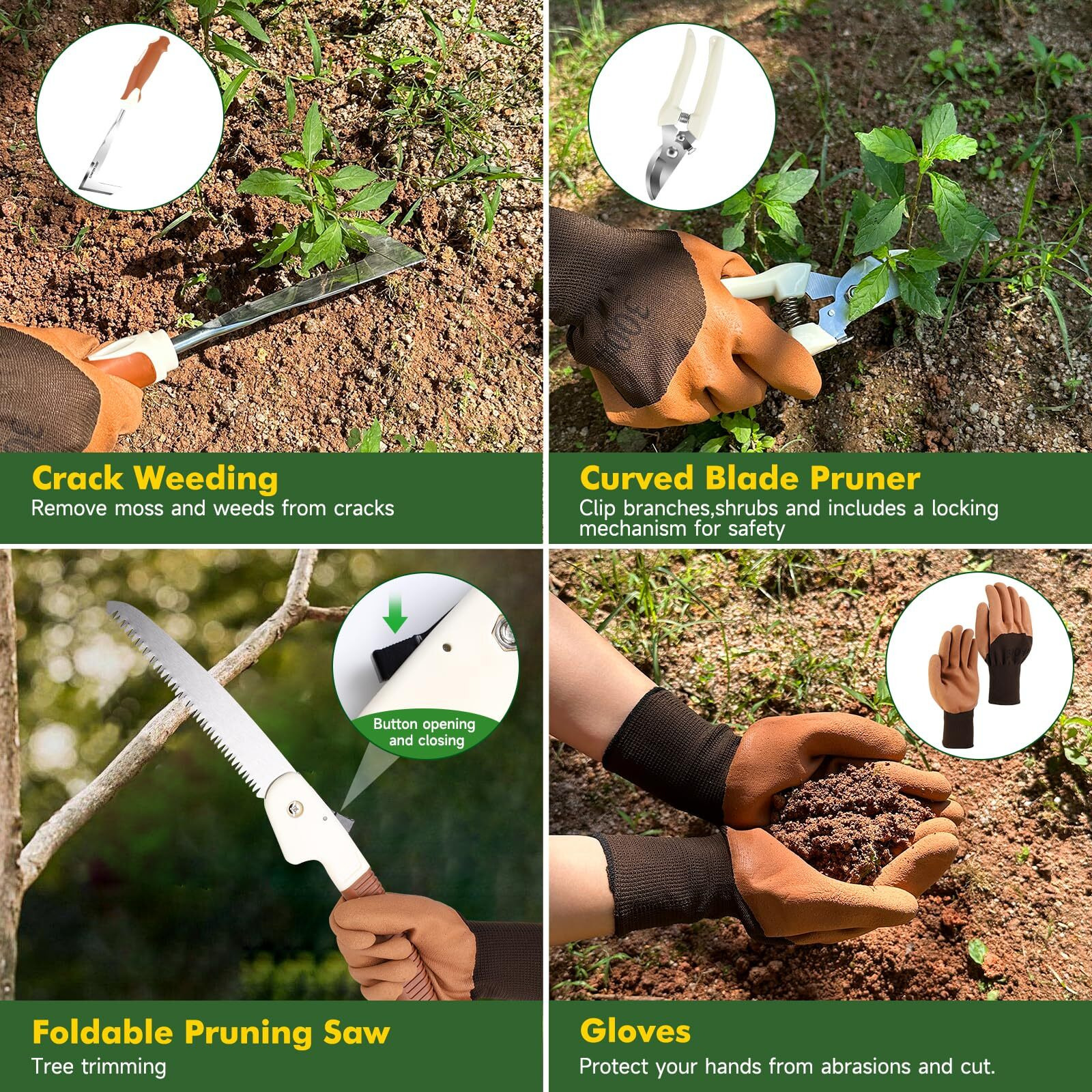 Melonart Garden Tool Set 10 Pcs Heavy Duty Gardening Hand Tool Kit For Women Aluminum With Non Slip Ergonomic Handle  Storage Tote Bag And Gardening Gloves  Ideal Gifts For Women And Men