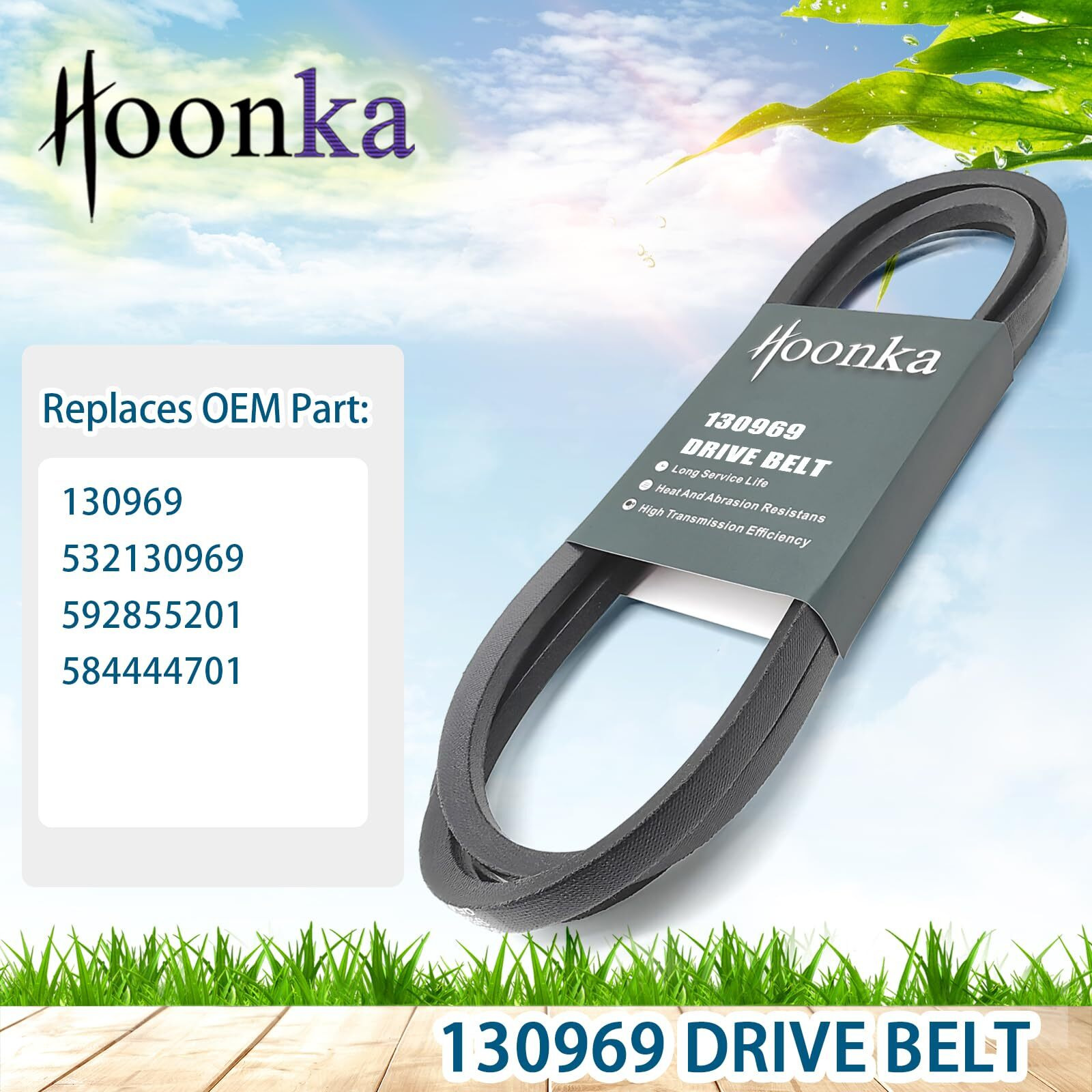 Hoonka 592855201 130969 Drive Belt Fits Husqvarna Yth2348 Yth2042 Yth24K48 Yth2648 Ride Mower For Craftsman Poulan Jonsered Lawn Mower (1/2"" X 92.5"") Replaces 532130969 584444701