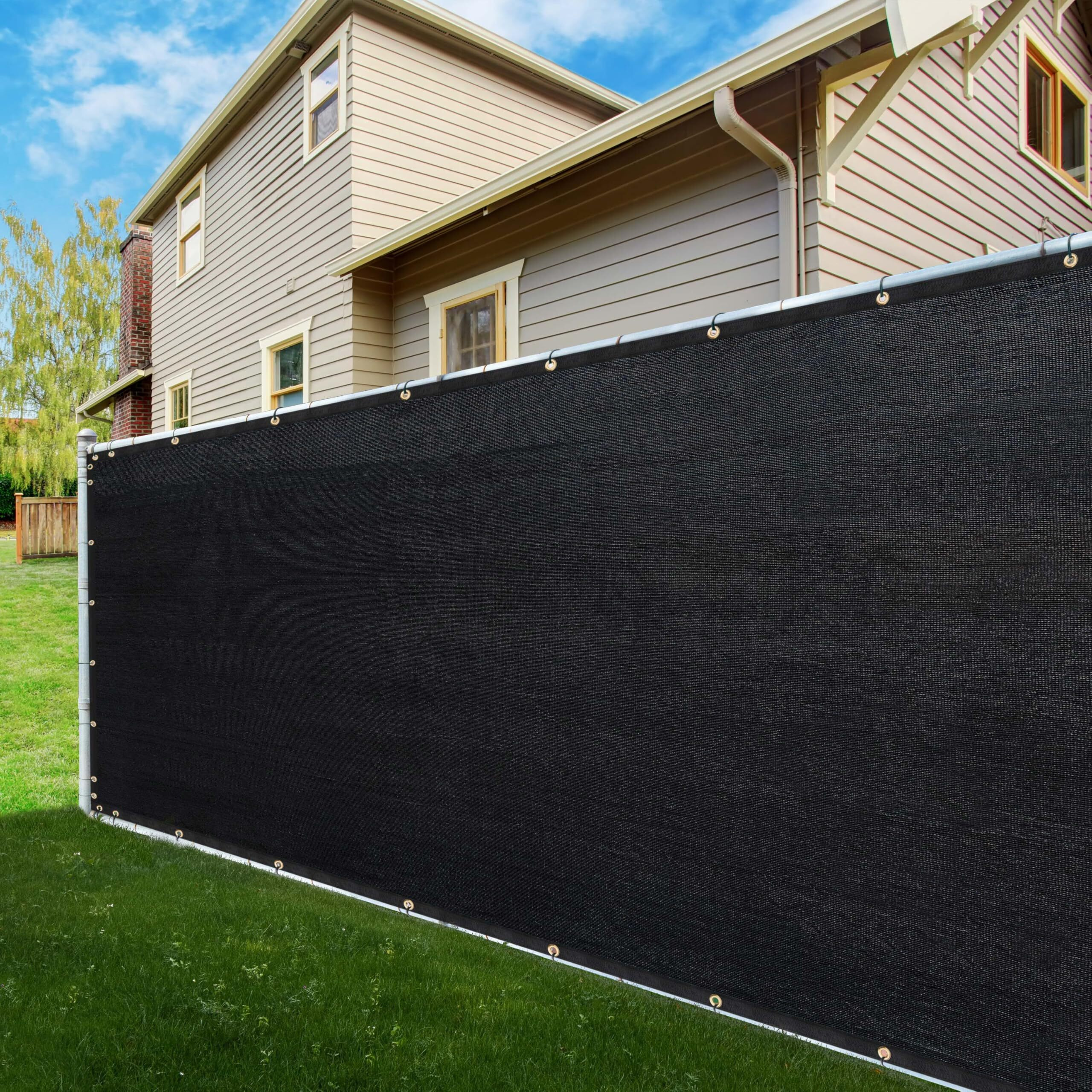Shademart 5' X 6' Fence Privacy Screen Black Heavy Duty 170 Gsm Fencing Mesh Shade Net With Grommets & Zip Ties  90% Blockage Fence Screen For Balcony Yard Outdoor Garden Pool (We Customize Size)