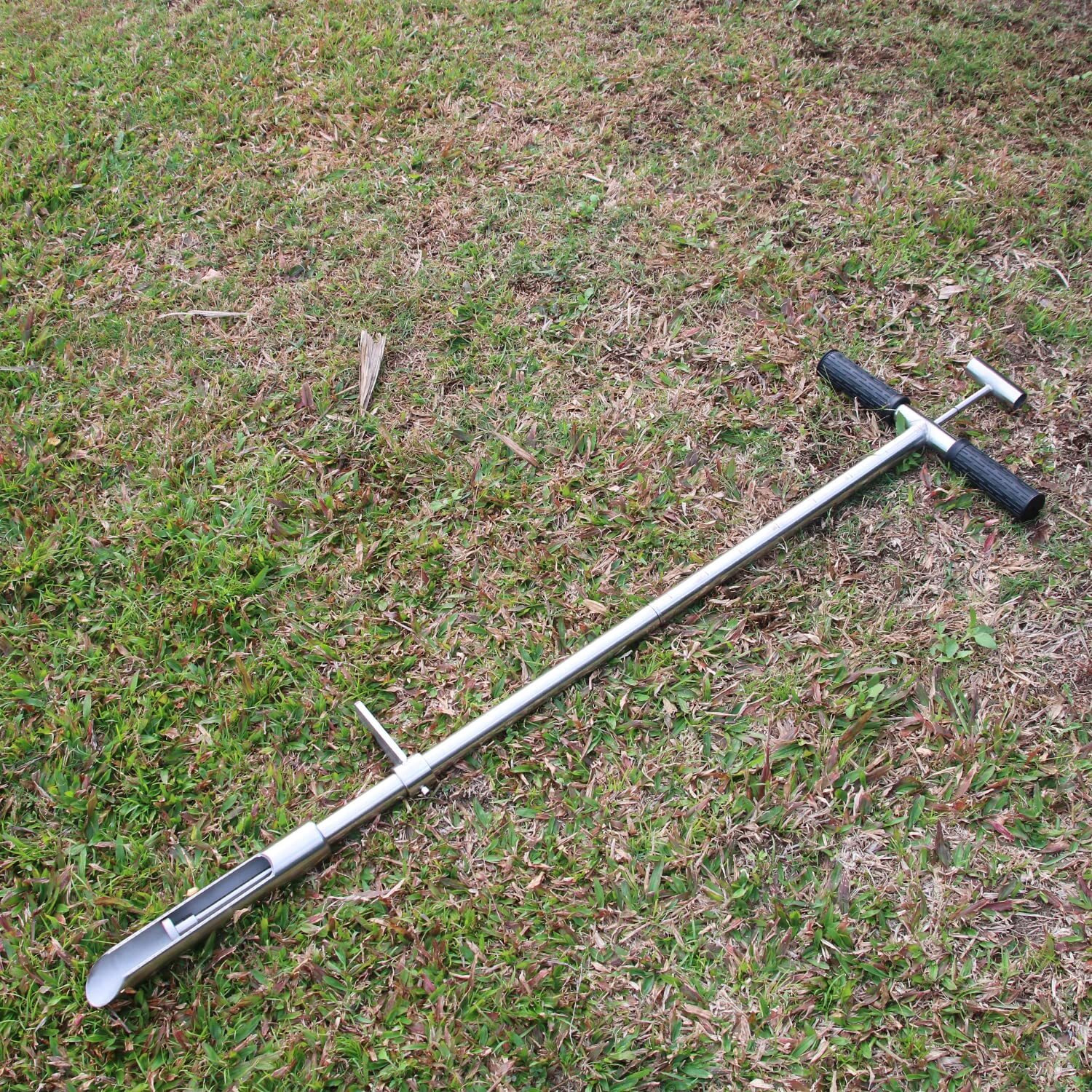 Soil Sample Probe 40  With Ejector And Foot Pedal Soil Probe Stainless Steel T-Style Handle Soil Test Kit Soil Probe Rod For Soil Sampling Plant Care/Agriculture/Garden/Farm
