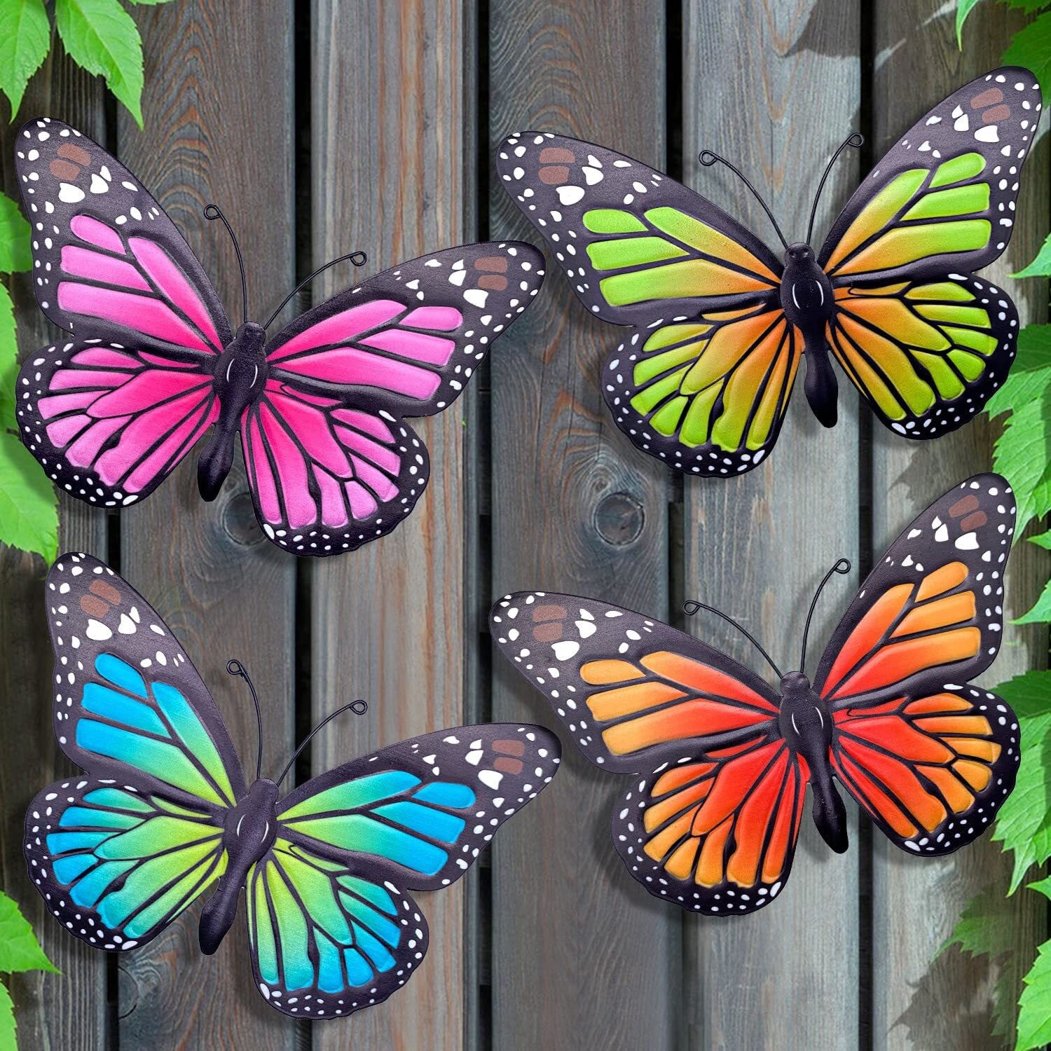 Eoorau Metal Butterfly Wall Art Outdoor Decor - 4 Pack 9.8In Butterflies Wall Sculpture Hanging Decor For Outdoor And Indoor  Balcony Yard Patio Fence Garden Decorations