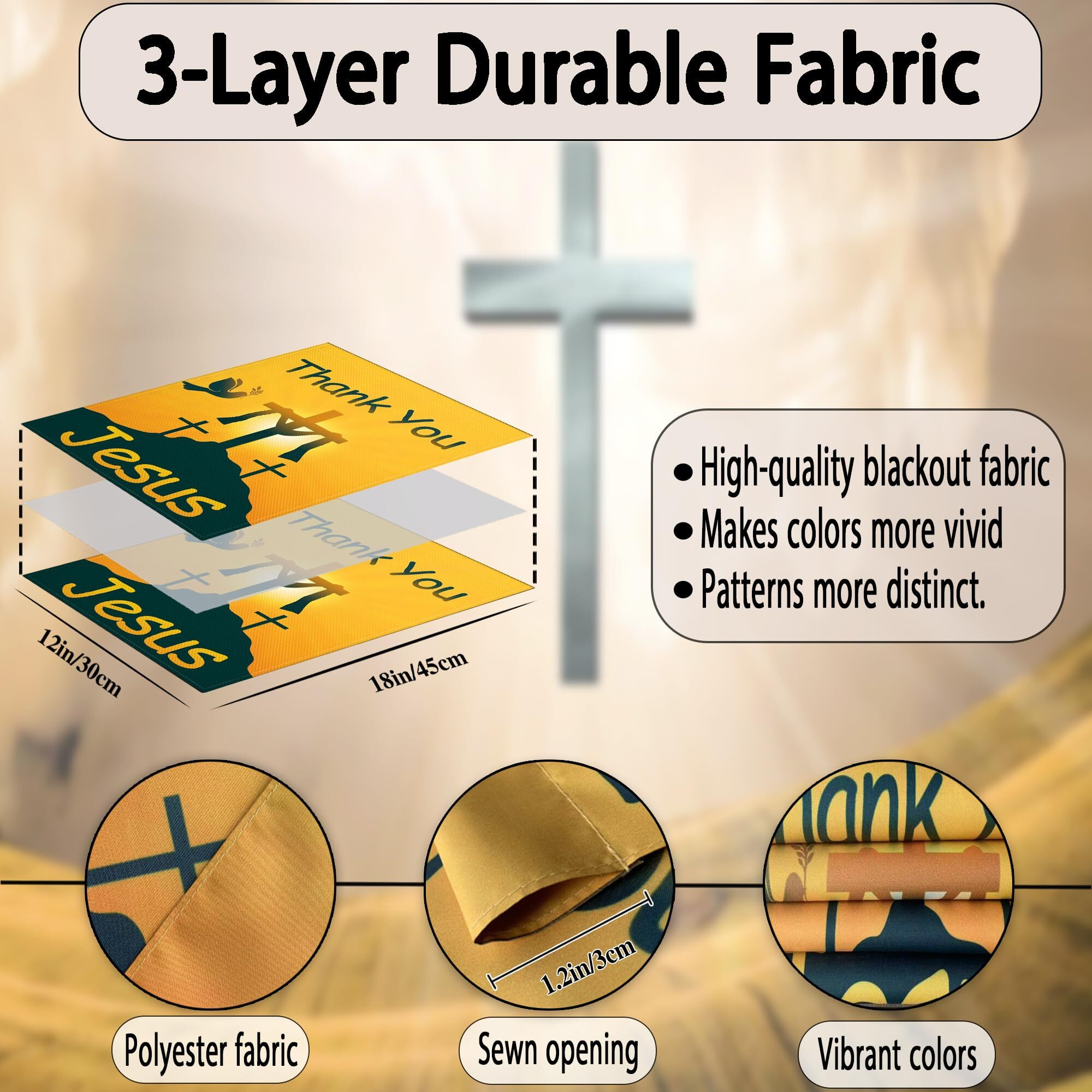 Thank You Jesus Garden Flag 12X18 Inch Double Sided 3Ply Fabric Thank You Jesus Yard Sign Christ Garden Flag For Outdoor Indoor House Yard Easter Day Decor