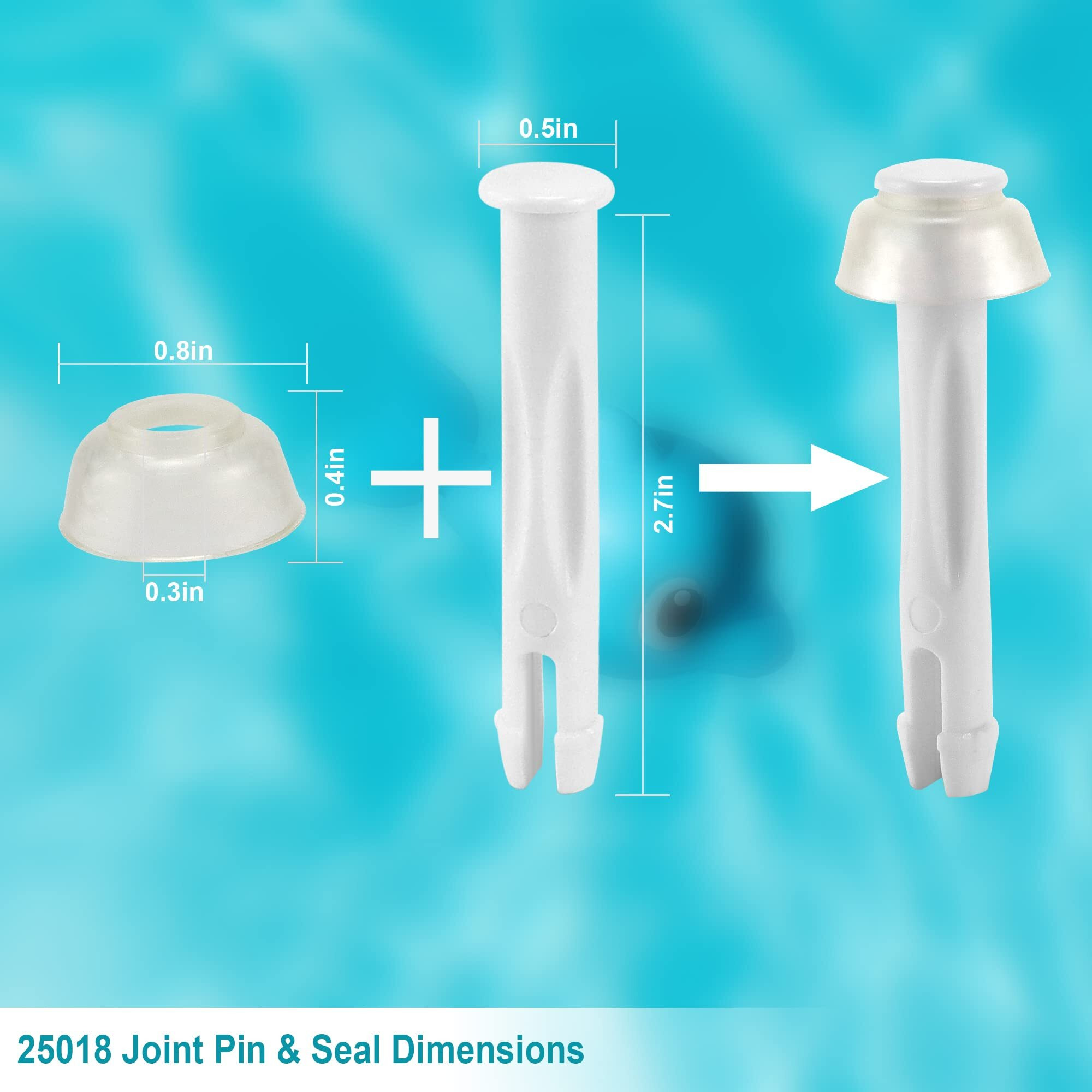 Vypart 25018 Joint Pins & Rubber Seals Kit - 2.75"" Long Pool Pins Gasket Kit For Intex 13' - 24' Round Metal Frame Pools  Pack Of 24