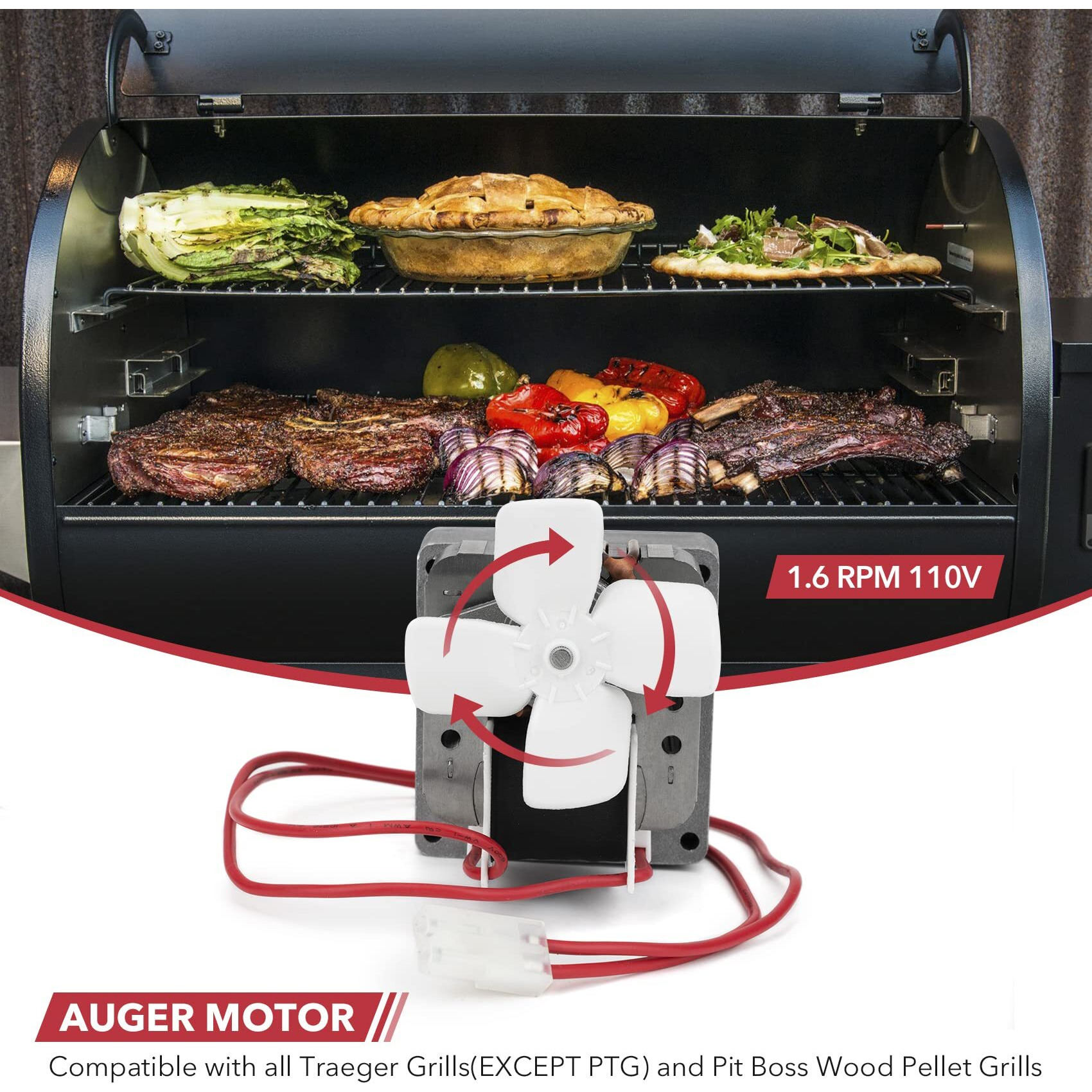 Stanbroil Auger Motor Replacement For Pit Boss/Traeger/Camp Chef Wood Pellet Grills  Ac120V 60Hz 2 Pole Universal Auger