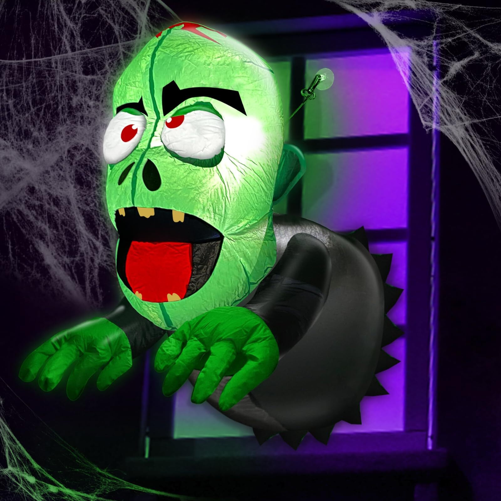 Turnmeon 4 Ft Halloween Inflatable Decorations Outdoor Zombie Coming Out From Window  Blow Up Inflatable With Build-In Led Lights Halloween Decorations Outside Yard Lawn Garden Home Party Indoor Decor