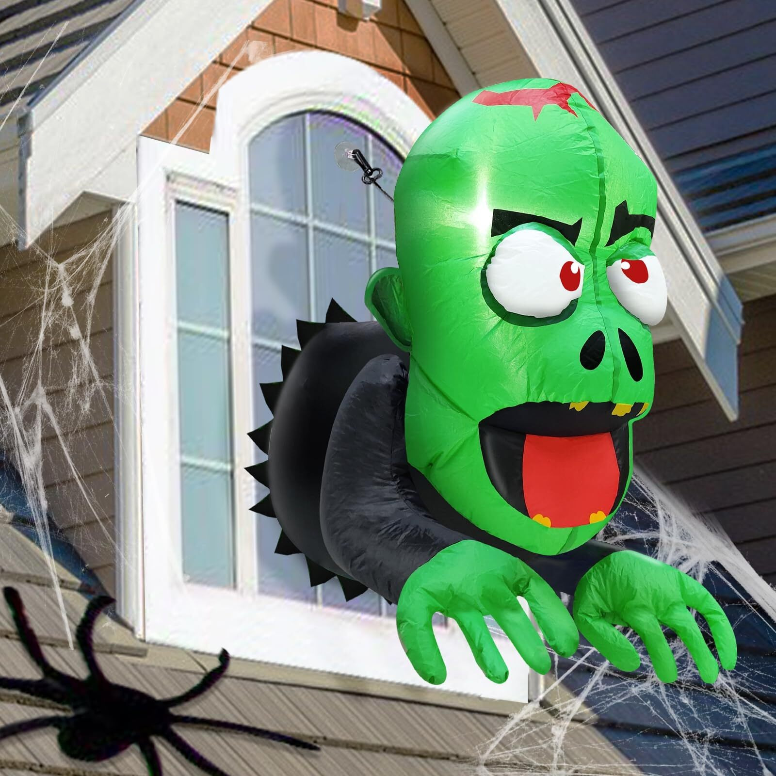 Turnmeon 4 Ft Halloween Inflatable Decorations Outdoor Zombie Coming Out From Window  Blow Up Inflatable With Build-In Led Lights Halloween Decorations Outside Yard Lawn Garden Home Party Indoor Decor