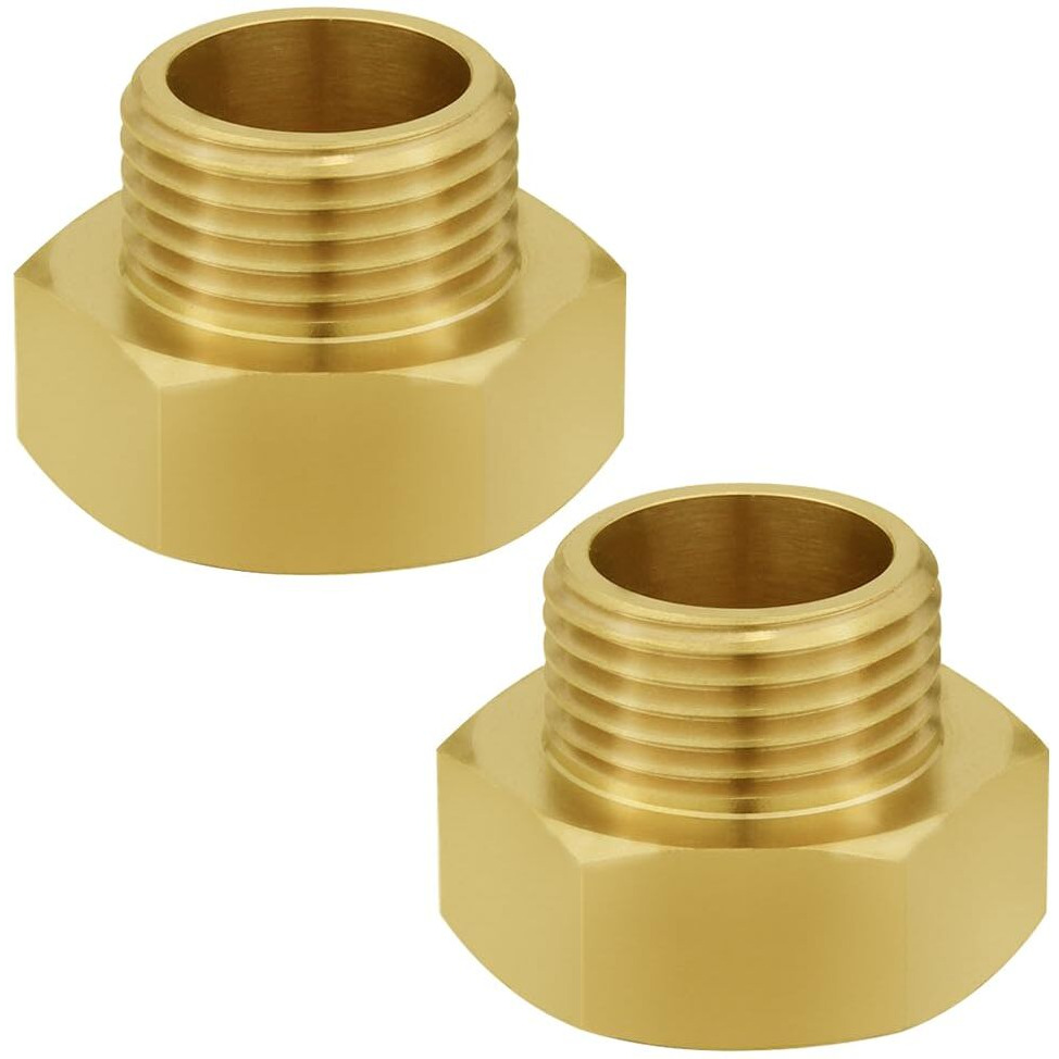 Joywayus 2Pcs 3/4"" Ght Male X 1"" Npt Female Brass Pipe Fittings Hex Nipple Adapter