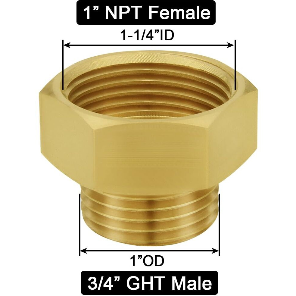Joywayus 2Pcs 3/4"" Ght Male X 1"" Npt Female Brass Pipe Fittings Hex Nipple Adapter