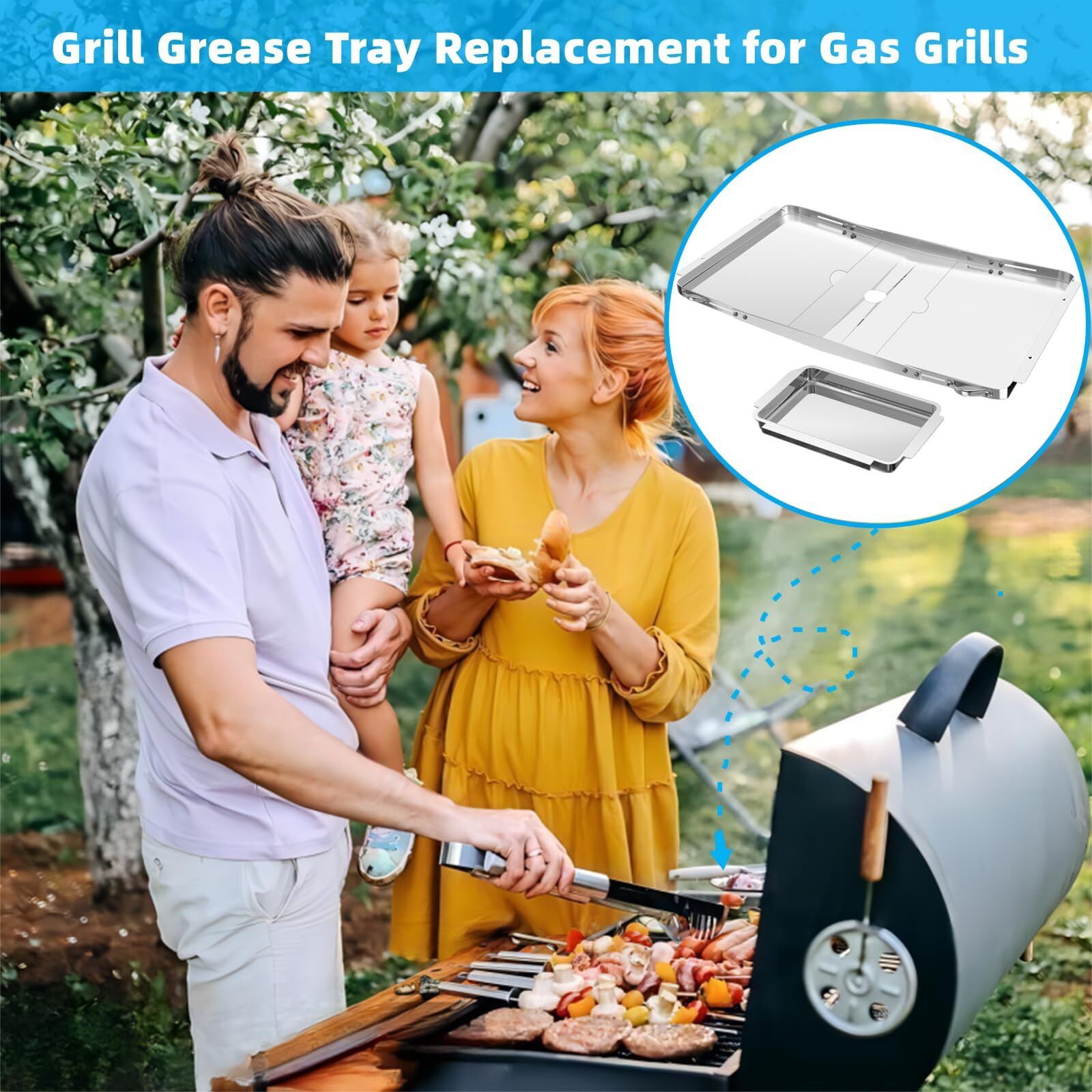 Grill Grease Tray Replacement With Catch Pan  Adjustable Universal 25""-34"" Grill Drip Pan Replacement Stainless Steel Grease Tray For Gas Grill Dyna Glo  Nexgrill  Kenmore  Expert Grill  Bhg And More