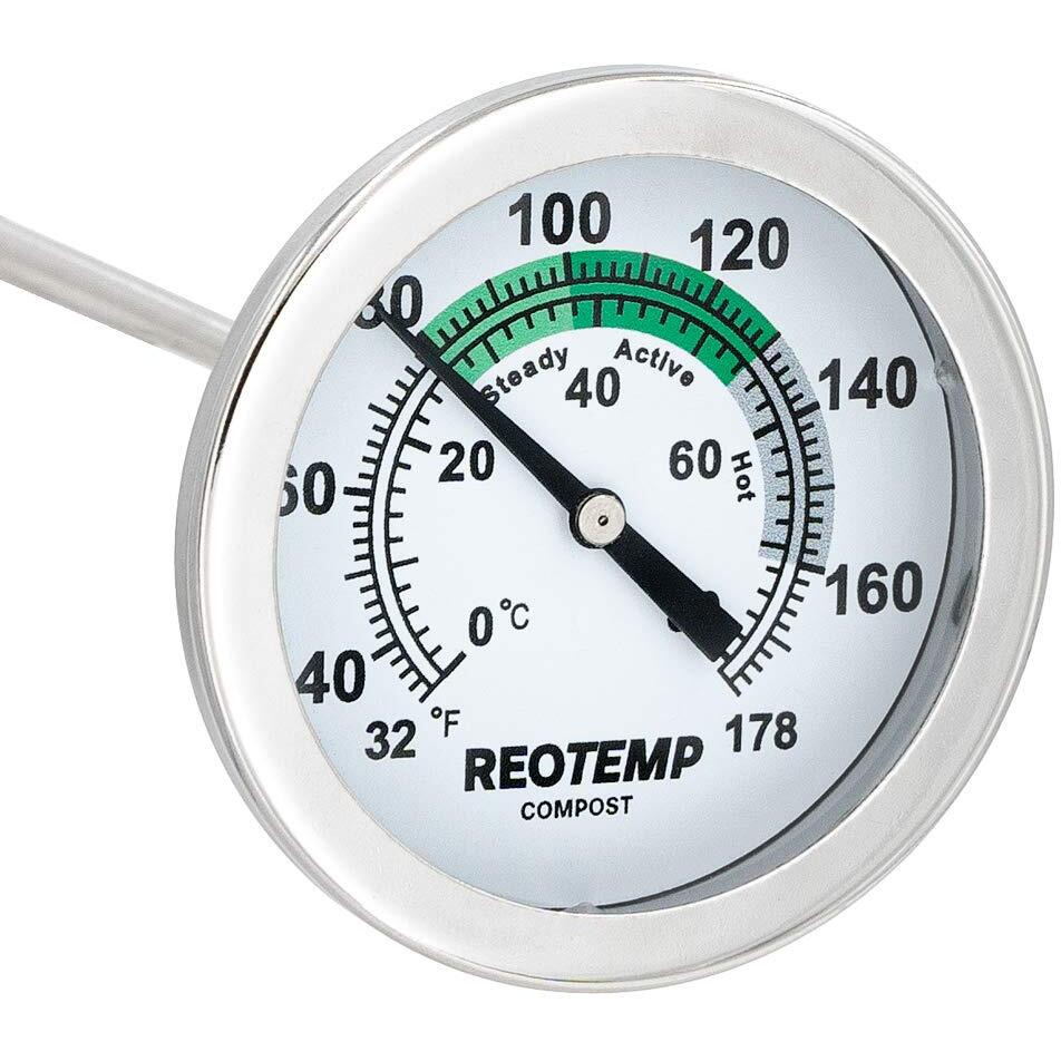 Reotemp K83B1 12 Inch Soil & Compost Thermometer With Digital Composting Guide  32-178 Fahrenheit And Celsius