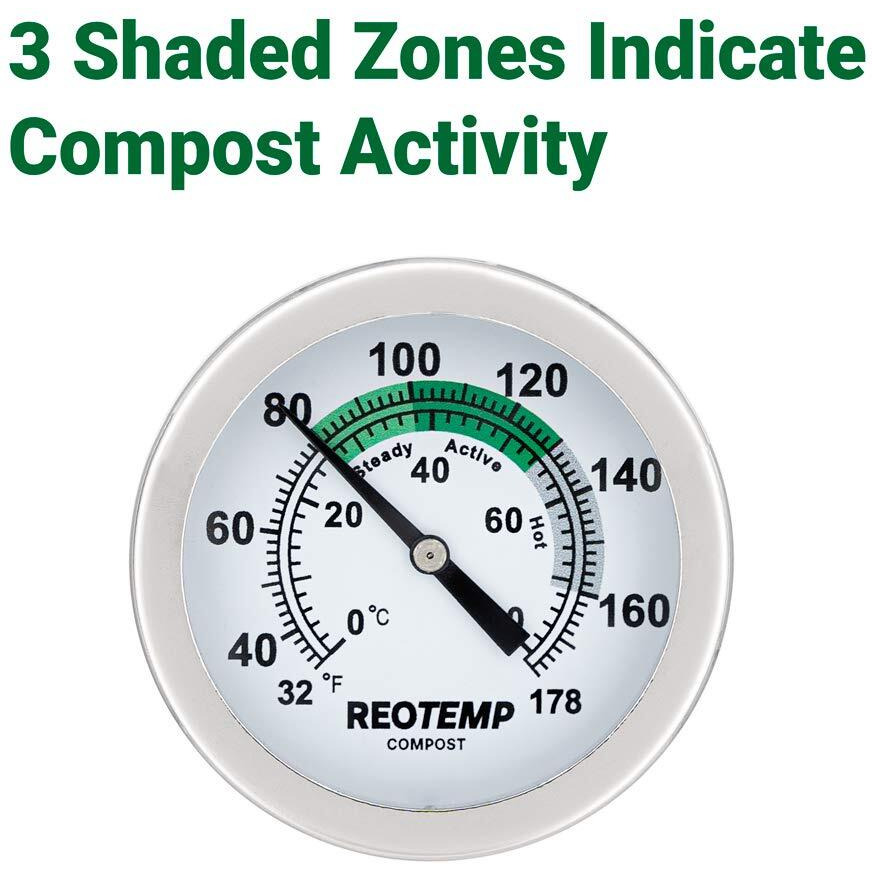 Reotemp K83B1 12 Inch Soil & Compost Thermometer With Digital Composting Guide  32-178 Fahrenheit And Celsius