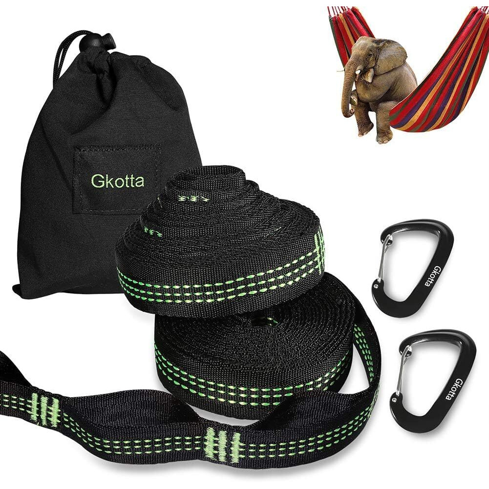 Budobeg Hammock Straps  Hammock Tree Straps Lightweight Set Of Two 10Ft Long 32 Adjustable Loops Total With 2 Carabiners Holds Up To 1000 Lbs Each Strap