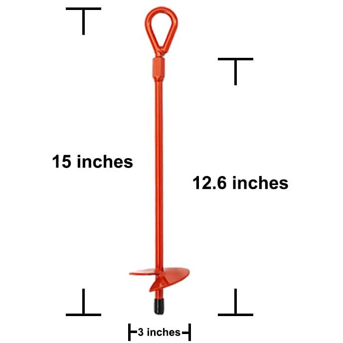 Maxccino 4 Pack 15"" Ground Anchors Screw In With Drill  Heavy Duty 3"" Wide Helix Spiral Earth Anchors For Camping  Tents  Sheds  Swing Sets  Car Ports  Canopies  Shelters  High Wind Trampoline Anchors