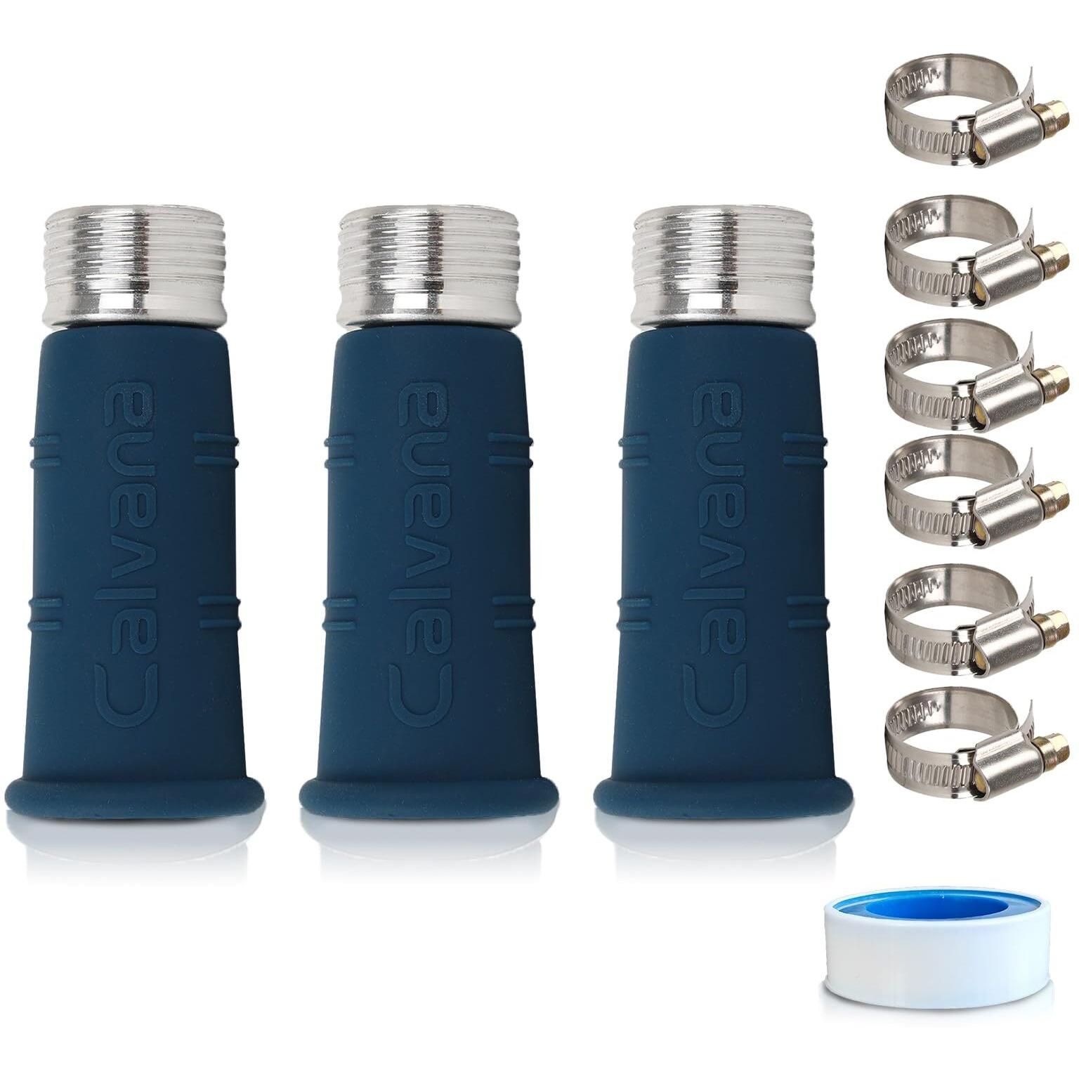 Calvana (3-Pack) Water Versatile Hose Adapter With Thickened Silicone Sleeve Easily Connects To Sink  Rv  Garden  And Bath Faucets With Stainless Steel Clamps