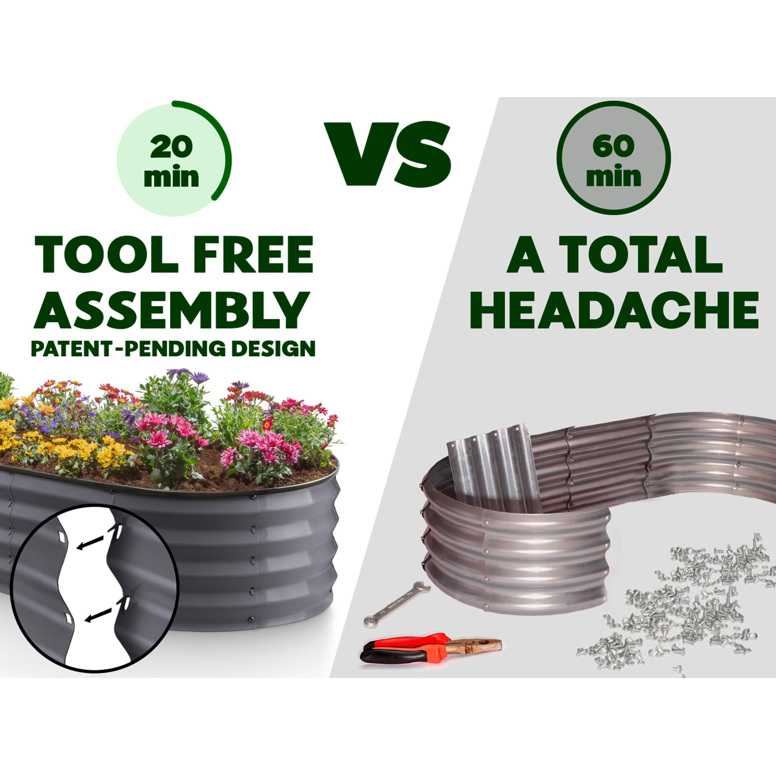 Galvanized Raised Garden Beds Outdoor // 421 Ft (2-Pack) Planter Raised Beds For Gardening  Vegetables  Flowers // Large Metal Garden Box (Gray) // Patent Pending Tool-Free Assembly