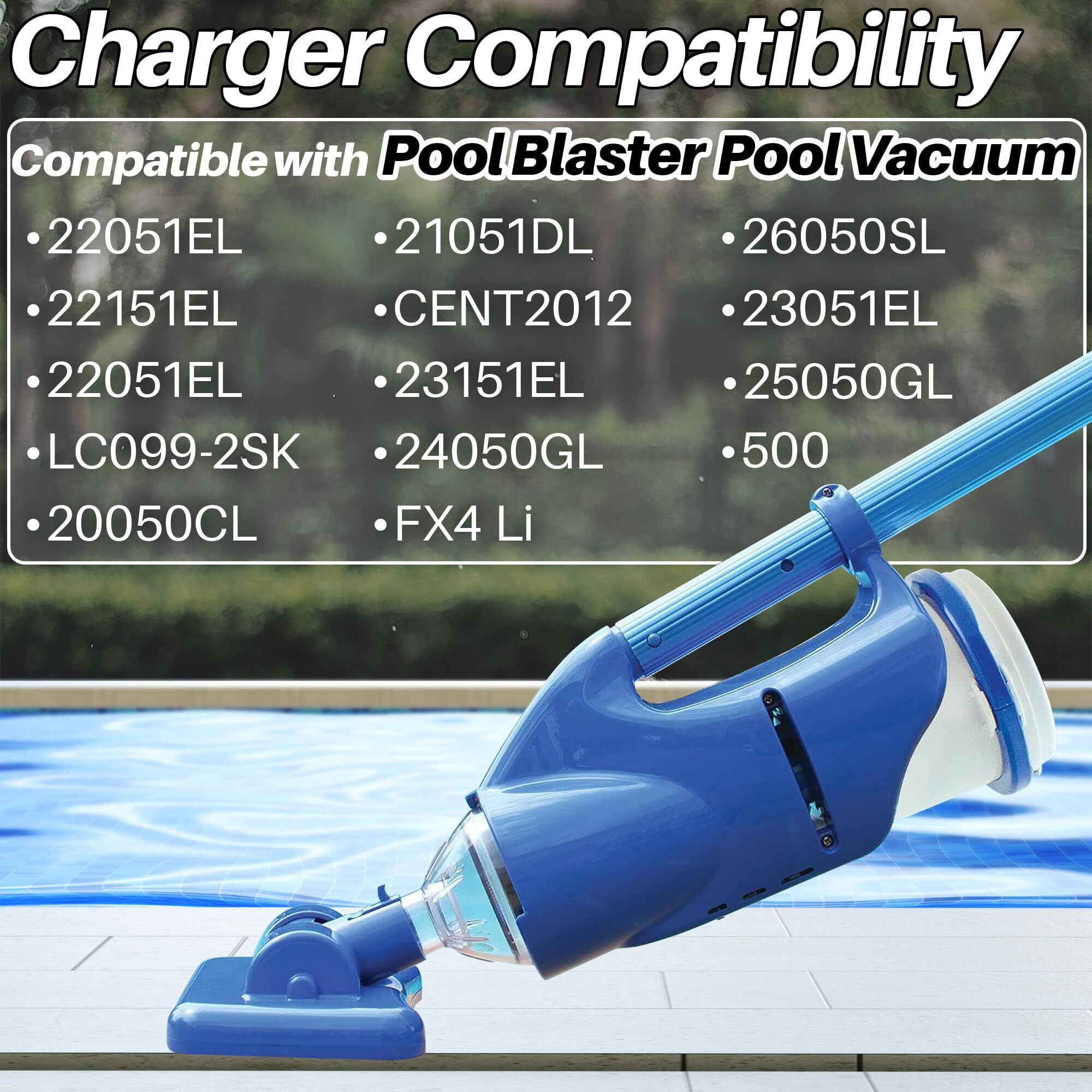 Power Cord For Pool Blaster Charger Compatible With Pool Blaster Vacuum 22151El Catfish Li 20050Cl 24050Gl 26050Sl 26051Sl Ultra 21051Dl 23051El 21051Dl Water Tech Lc099-2Sk Cordless Pool Vacuum Cord