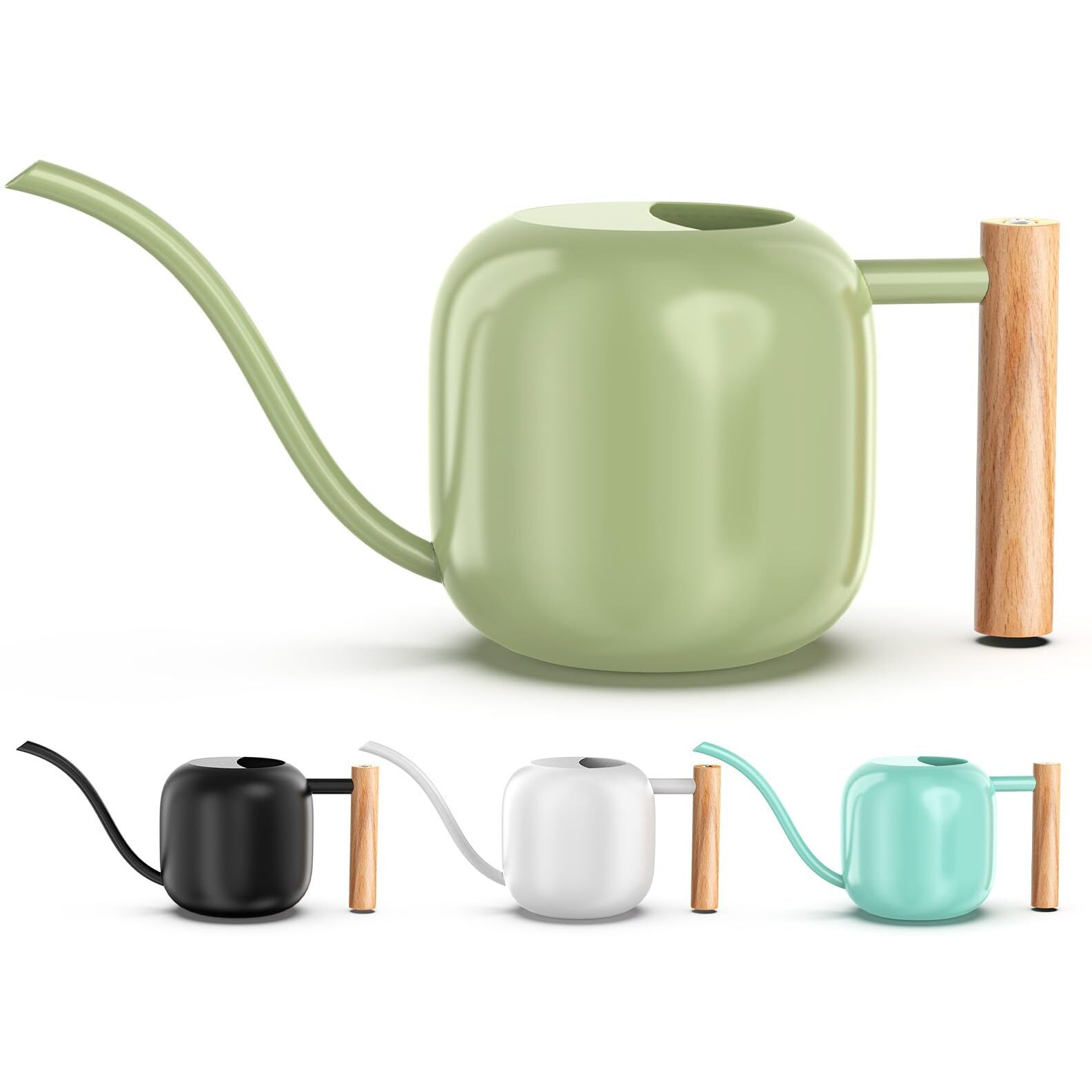 Green Moon Watering Can Indoor Plants 1.2L/41Oz Sage Green Water Can Indoor Metal Small Water Can Pot With Long Spout For House Bonsai Plants Garden Flower Decorative