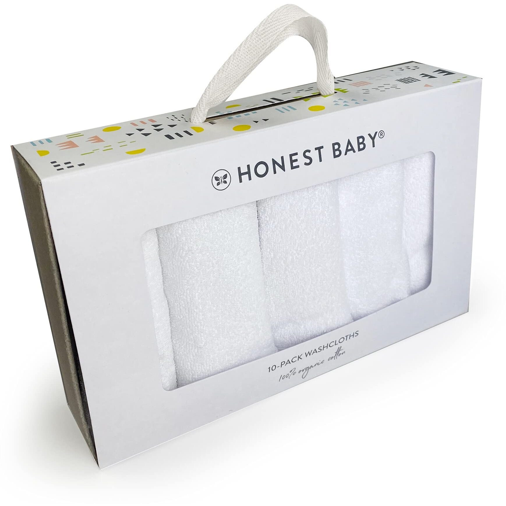 Honestbaby 10-Pack Organic Cotton Baby-Terry Wash Cloths  10-Pack Bright White  One Size