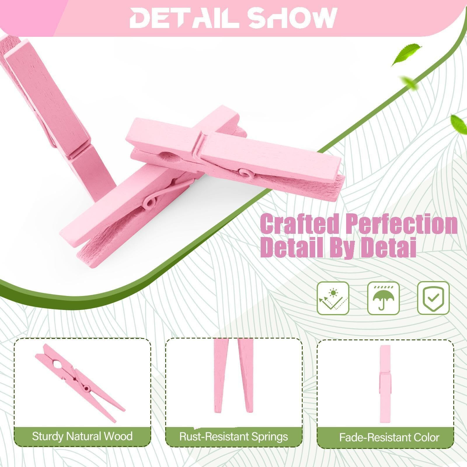 Colored Clothes Pins Wooden 100 Pack  Pink Clothes Pins Wood  Colorful Clothespin For Craft Art Hanging Photos Baby Shower Classroom  Color Clothes Clips 2.9 Inch