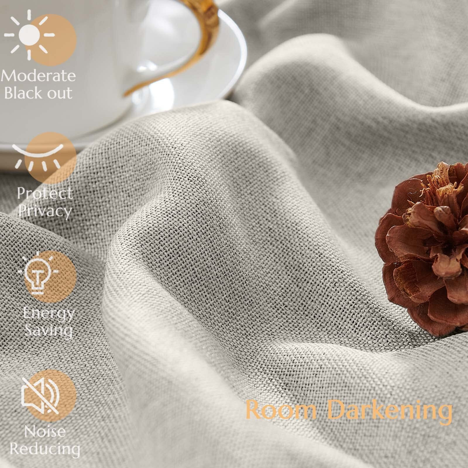 Jinchan Linen Textured Curtain 72 Inch Long For Living Room Light Flitering Thermal Insulated Grommet Top Window Drape For Bedroom 52X72 Stone White 1 Panel