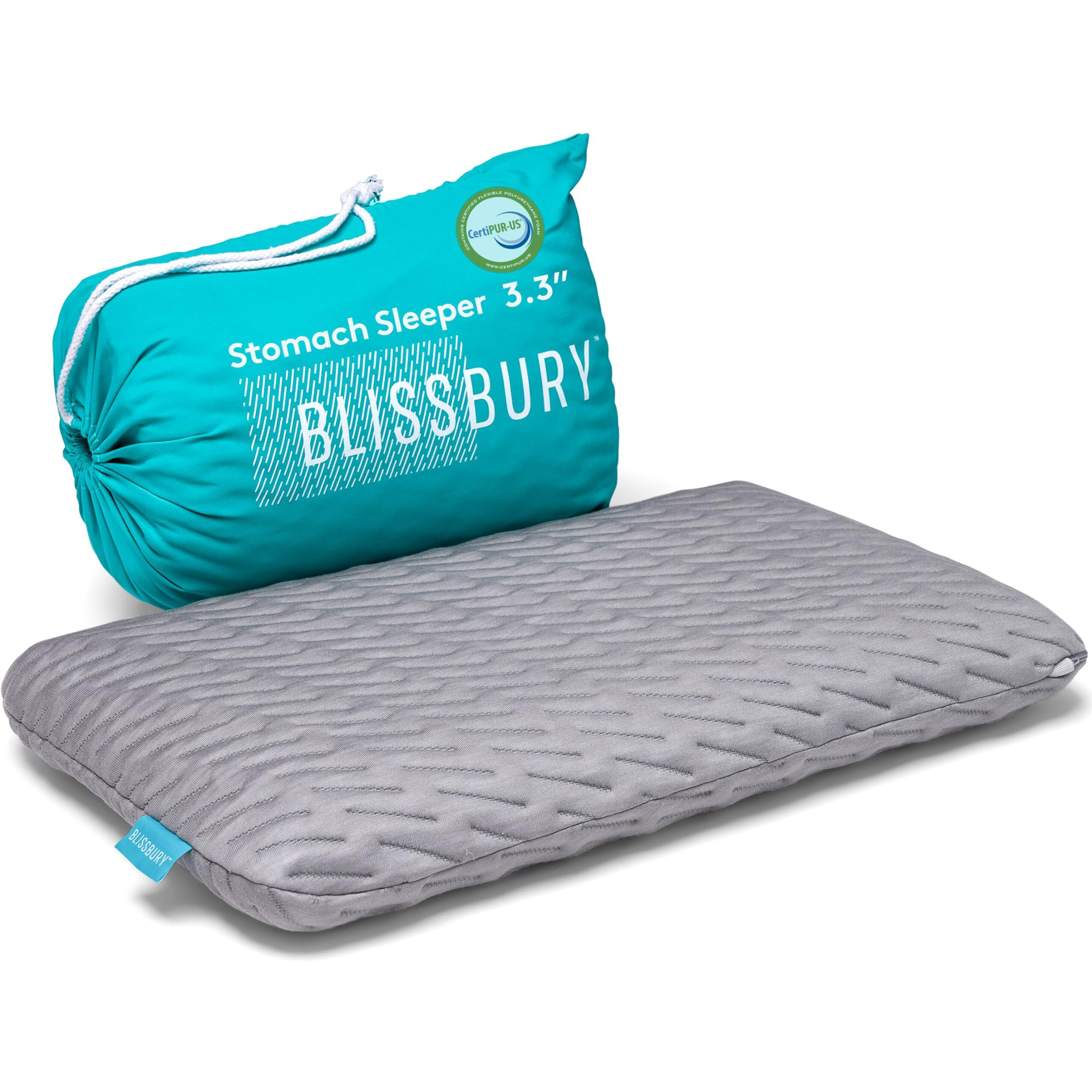 Blissbury Stomach Sleeping Pillow - Thin Memory Foam Pillow For Stomach Sleepers | Ultra Thin Pillow For Sleeping | Flat Pillows For Sleeping  Slim Pillow  Stomach Sleeper Pillow | 3.3 Inch Thickness