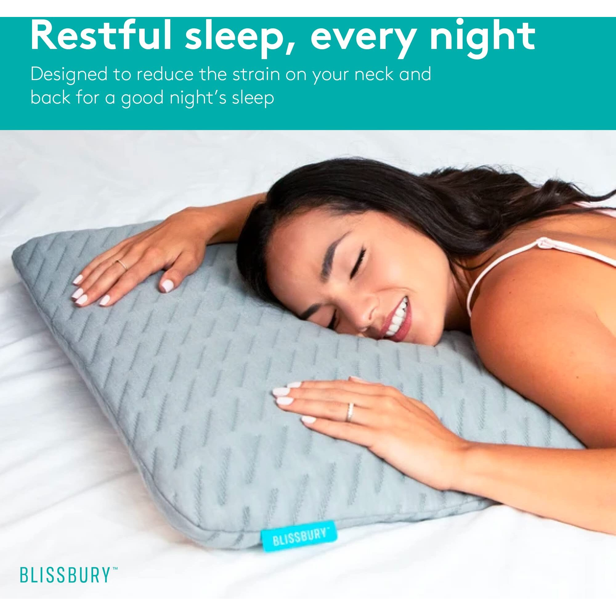 Blissbury Stomach Sleeping Pillow - Thin Memory Foam Pillow For Stomach Sleepers | Ultra Thin Pillow For Sleeping | Flat Pillows For Sleeping  Slim Pillow  Stomach Sleeper Pillow | 3.3 Inch Thickness