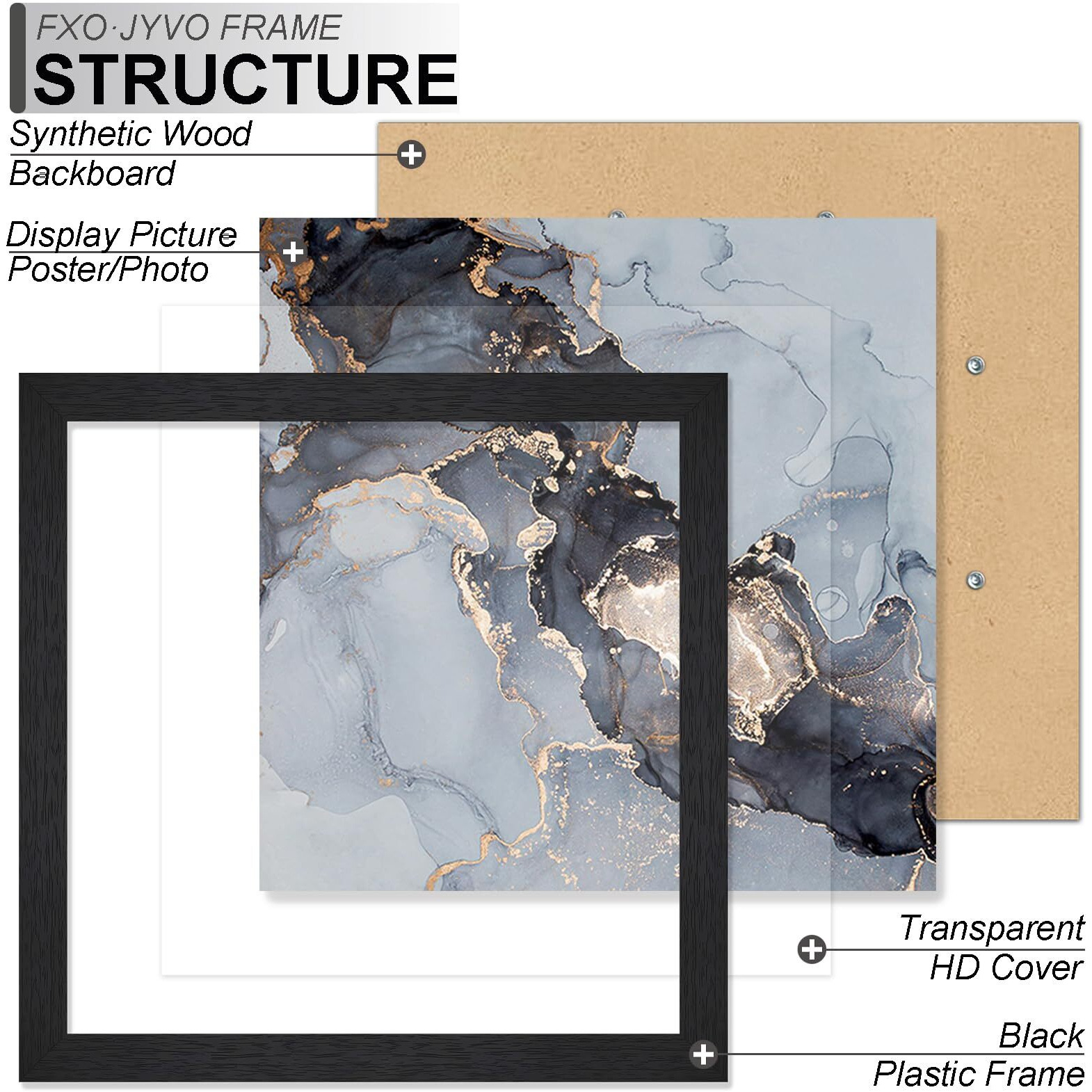 Fxojyvo 13X13 Frame  Black Picture Frame For 13 X 13 Square Picture Poster Photo  Light Weight And High Transparent 13 By 13 Frame For Wall - 1 Pack/Black/13 X13