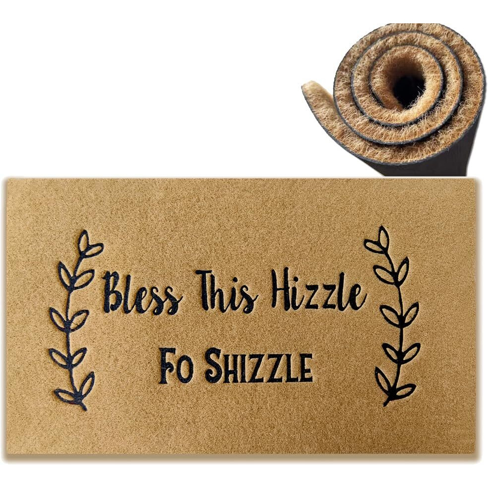 Welcome Mats For Front Door  Bless This Hizzle Fo Shizzle Welcome Mat With Rubber Backing Doormat Entrance Floor Weaving Embroidery Mat Non-Slip Entryway Easy Clean 30 X 18 Inches