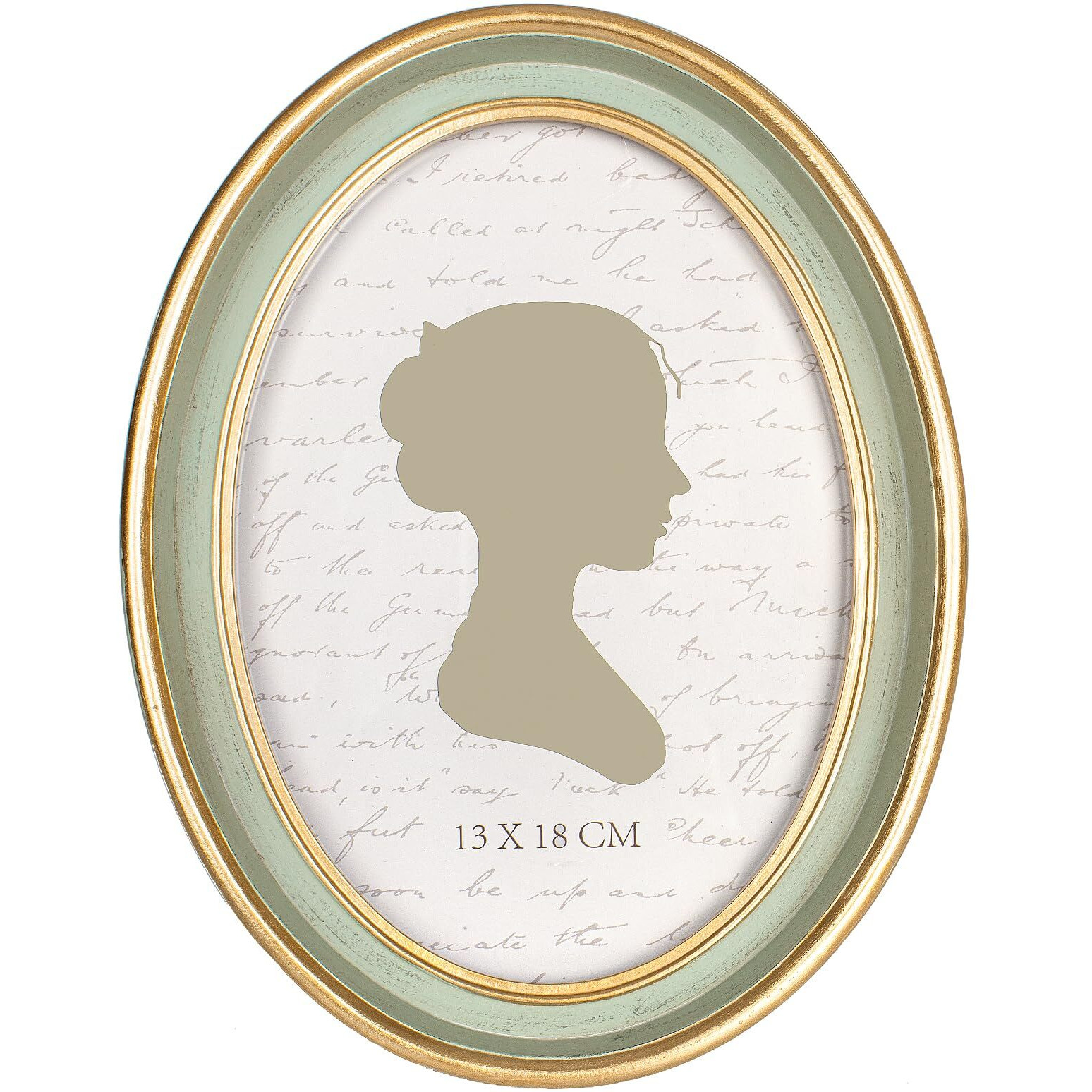 Aels 5X7 Inch Vintage Picture Frame  Elegant Antique Photo Frames With Glass Front  Photo Display  Tabletop Wall Hanging  Gift Ideas  Oval Sage Green With Gold Trim