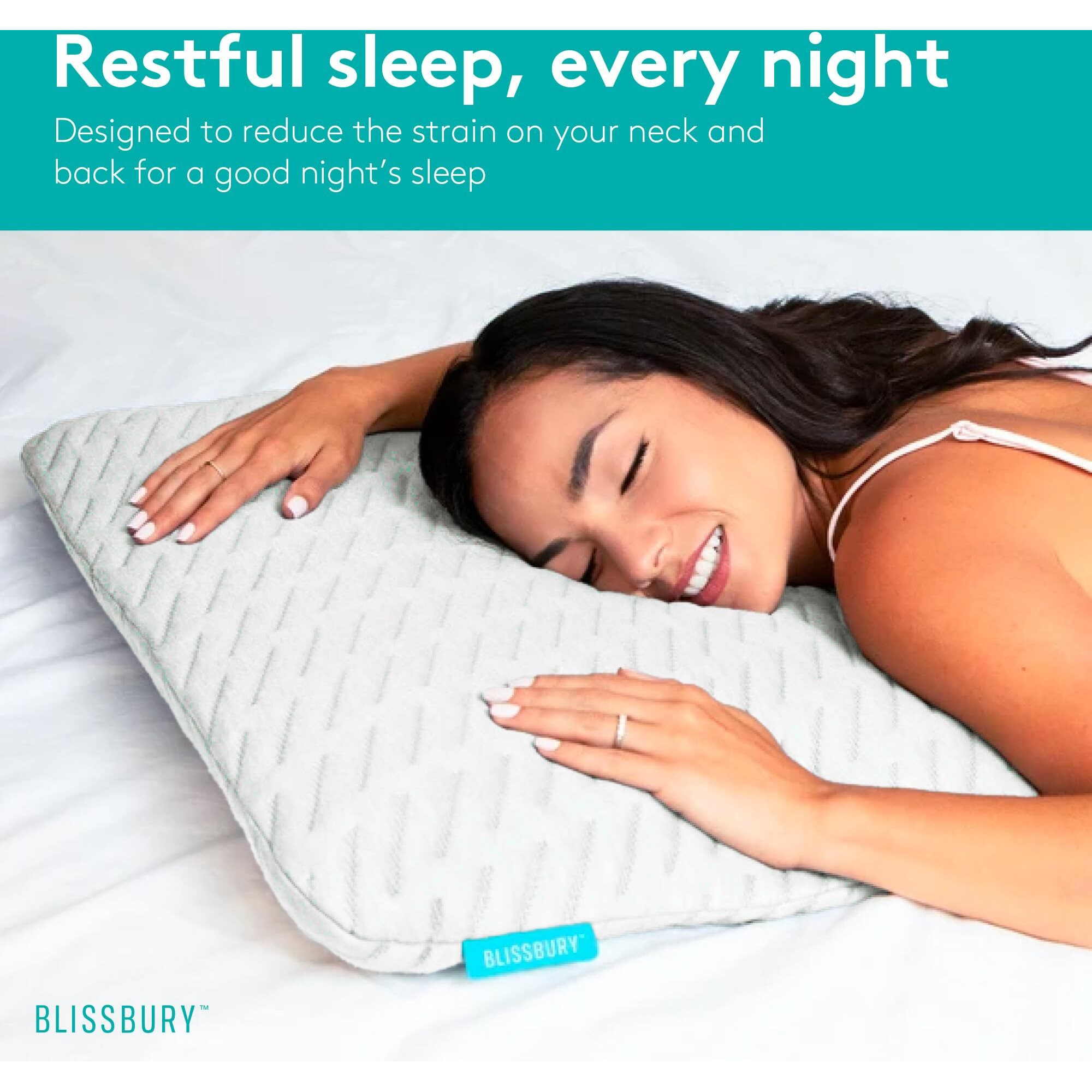 Blissbury 2.2 Inch Super Thin Pillow For Sleeping | Premium Memory Foam Flat Pillow For Stomach Sleeper | For Back & Stomach Sleeper | Certified Foam For Neck And Back Support | Removable Pillow Case