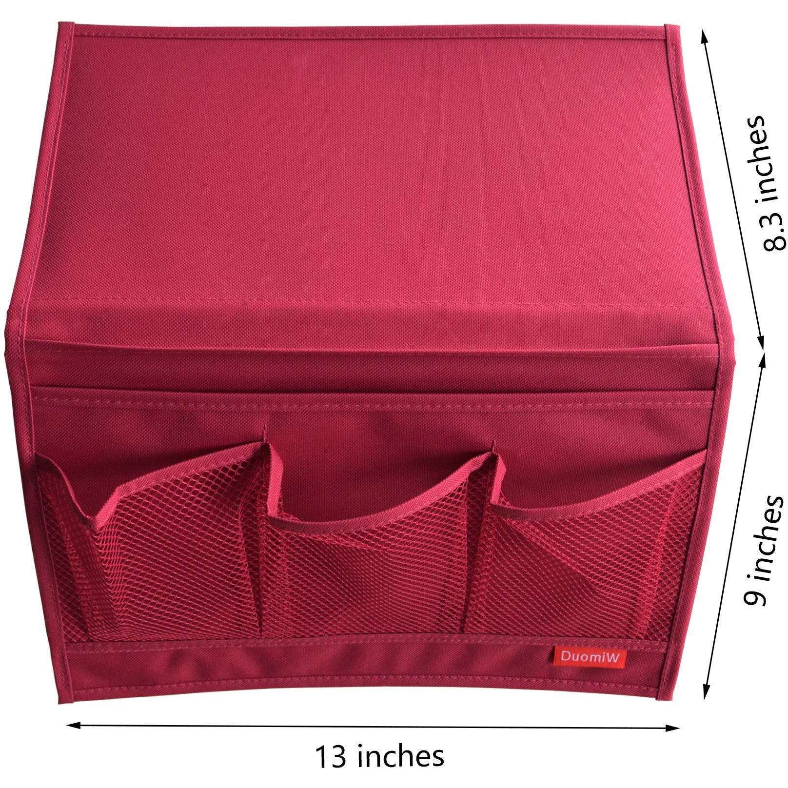 Duomiw Bedside Storage Organizer  Bedside Caddy  Table Cabinet Storage Organizer  Tv Remote Control  Phones  Magazines  Tablets  Accessories (Red)