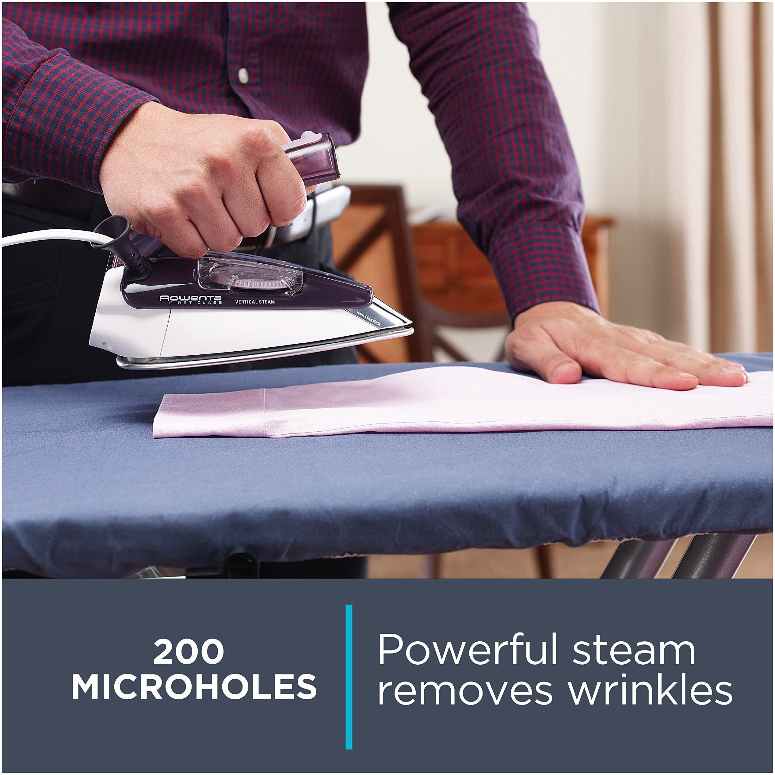 Rowenta  Travel Iron  Pro Compact Stainless Steel Soleplate Steam Iron For Clothes  200 Microsteam Holes  1000 Watts Ironing  Fabric Steamer  Dual Voltage  Purple Mini Iron  Da1560