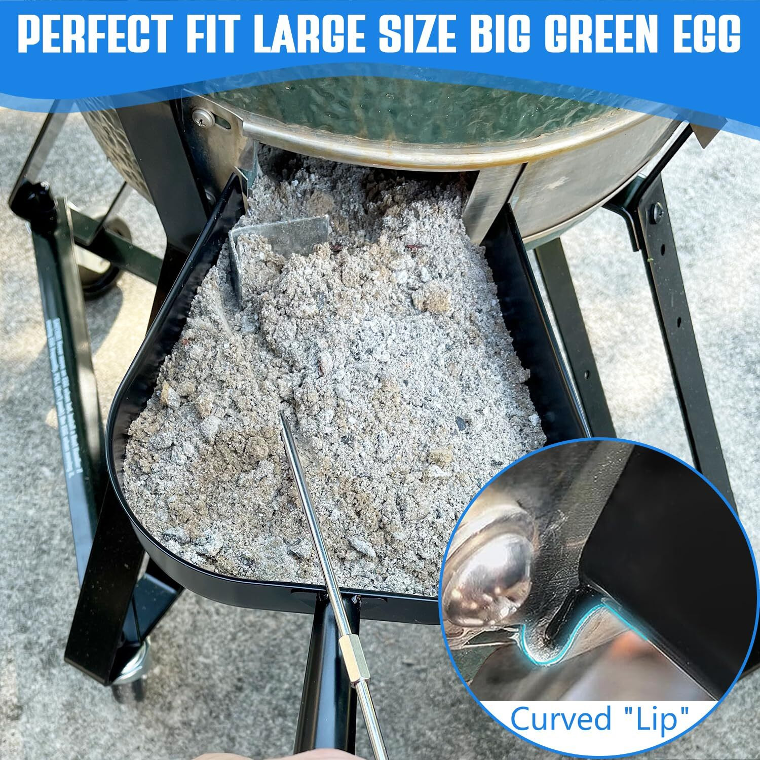 Ash Pan For Big Green Egg Ash Tool Stainless Steel Charcoal Poker Rake Bge Large Size Kamado Joe Accessories Grill Smoker Wood Burning Stove Removal Shovel Bbq Parts