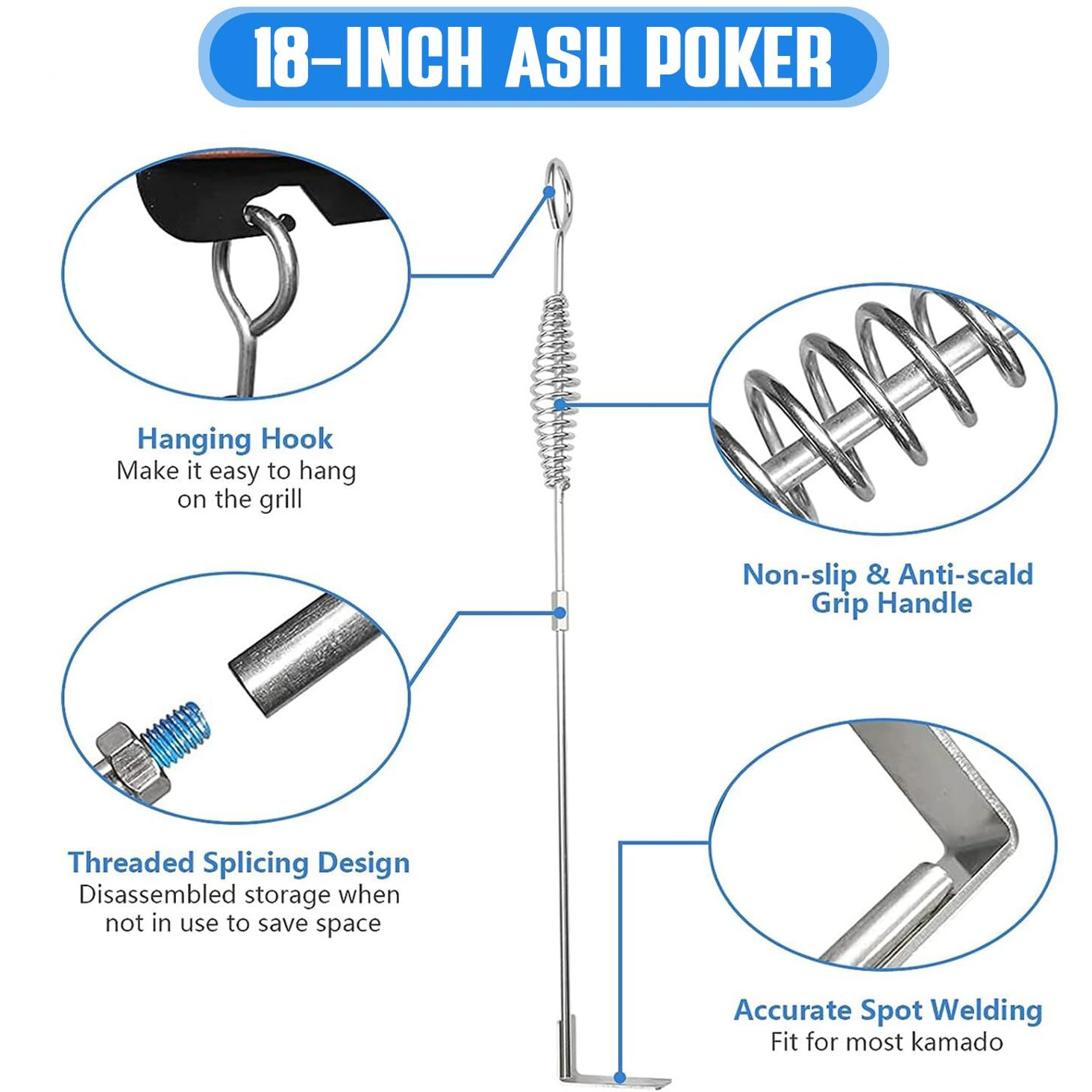 Ash Pan For Big Green Egg Ash Tool Stainless Steel Charcoal Poker Rake Bge Large Size Kamado Joe Accessories Grill Smoker Wood Burning Stove Removal Shovel Bbq Parts