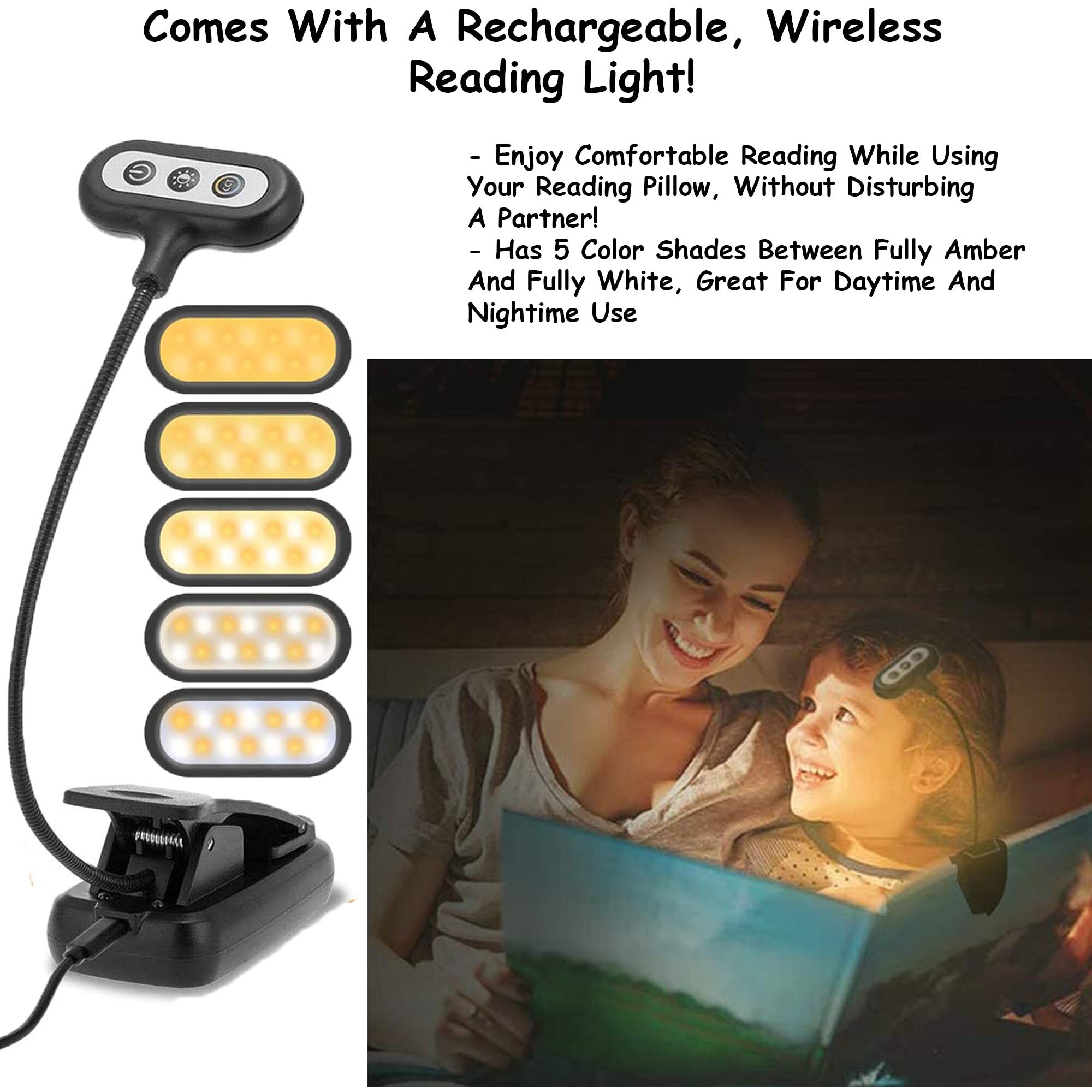 Homie Reading Pillow With Reading Light And Wrist Support  Has Arm Rests  And Back Support For Bed Rest  Lounging  Reading  Working On Laptop  Watching Tv (Black)
