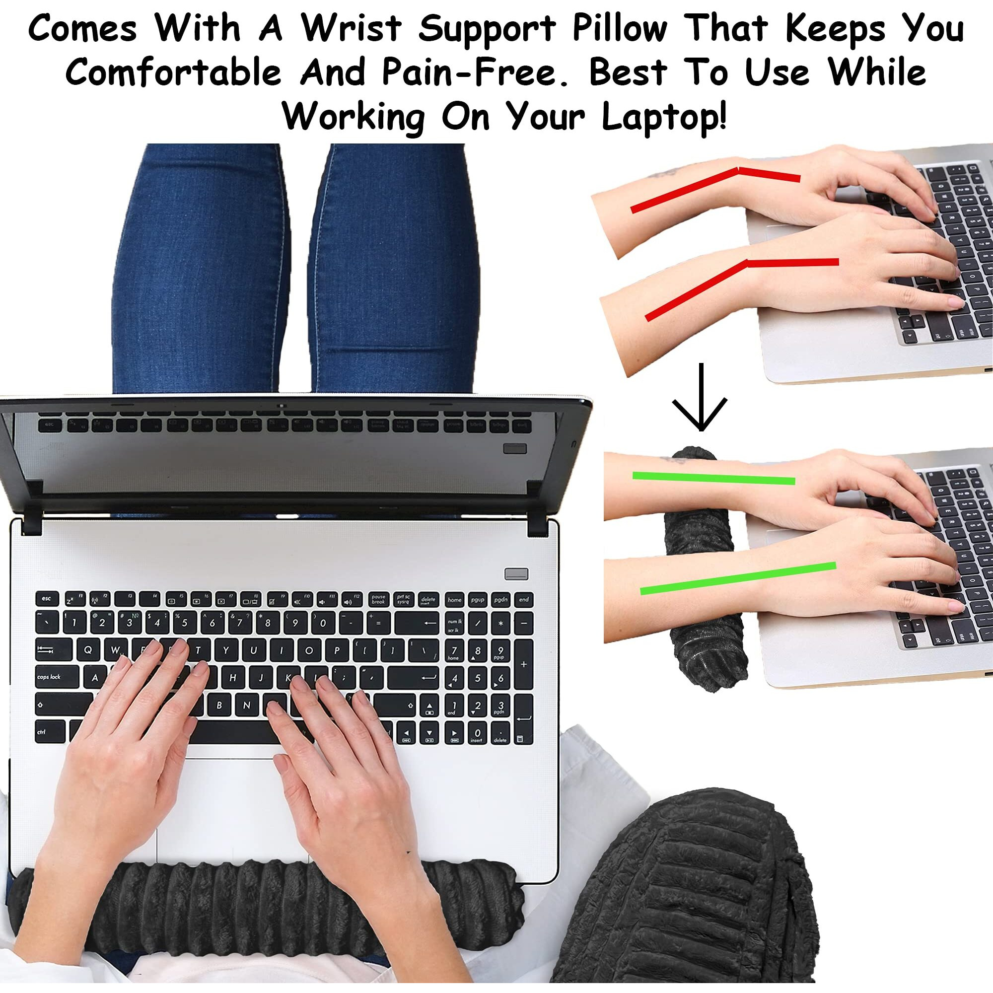 Homie Reading Pillow With Reading Light And Wrist Support  Has Arm Rests  And Back Support For Bed Rest  Lounging  Reading  Working On Laptop  Watching Tv (Black)
