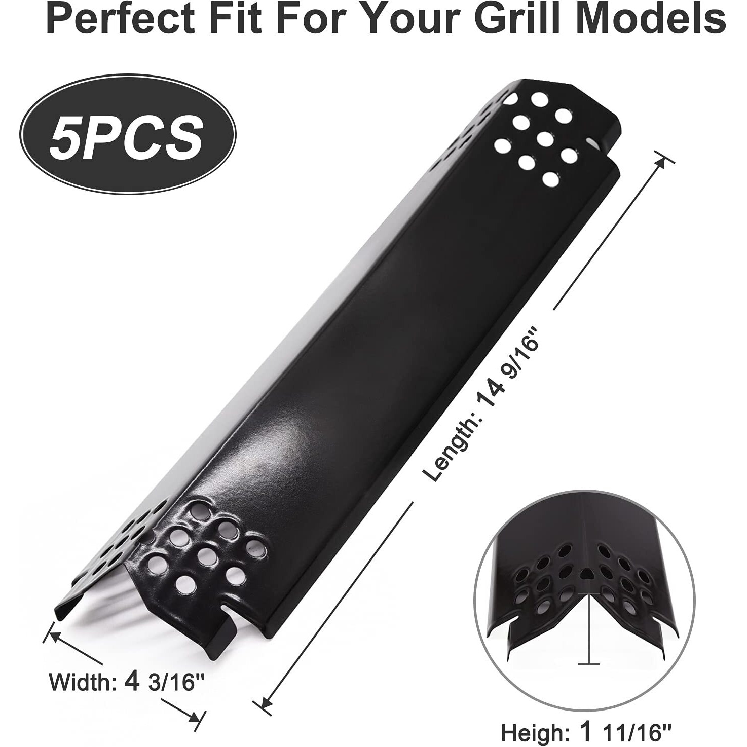 Criditpid Replacement Parts For Nexgrill 5 Burner 720-0888  720-0888N  720-0830H  Members Mark 720-0882D Grill  5-Pack Heat Plates Flame Tamers Parts For Nexgrill Replacement Parts 720-0888N
