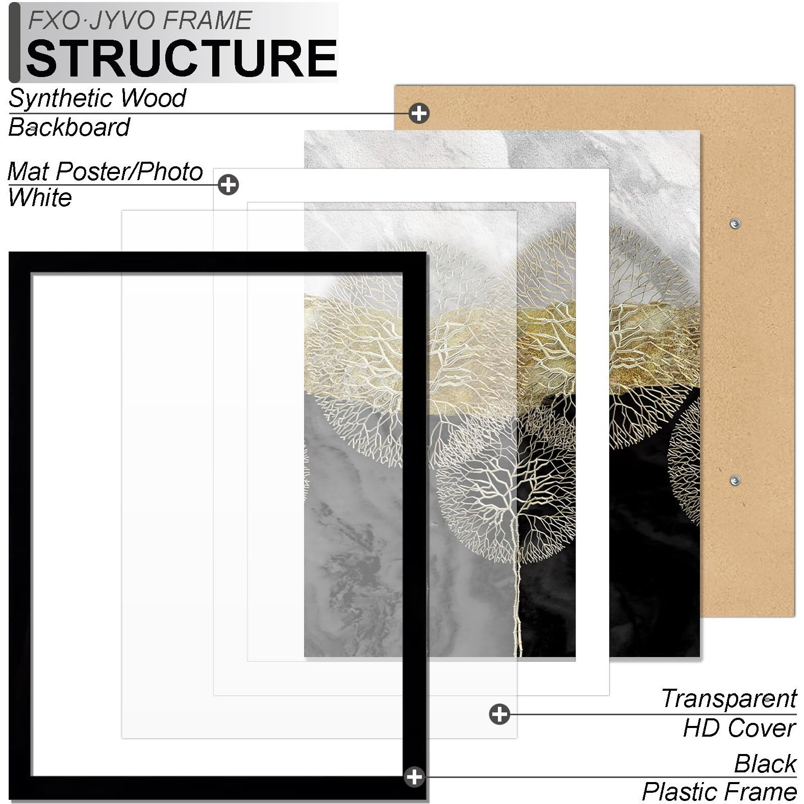 Fxojyvo 18X24 Picture Frame Set Of 6  Display Poster 16X20 With Mat Or 18 X 24 Without Mat  Light Weight And High Transparent 18 By 24 Frame For Wall - 6 Pack/Black/18 X24