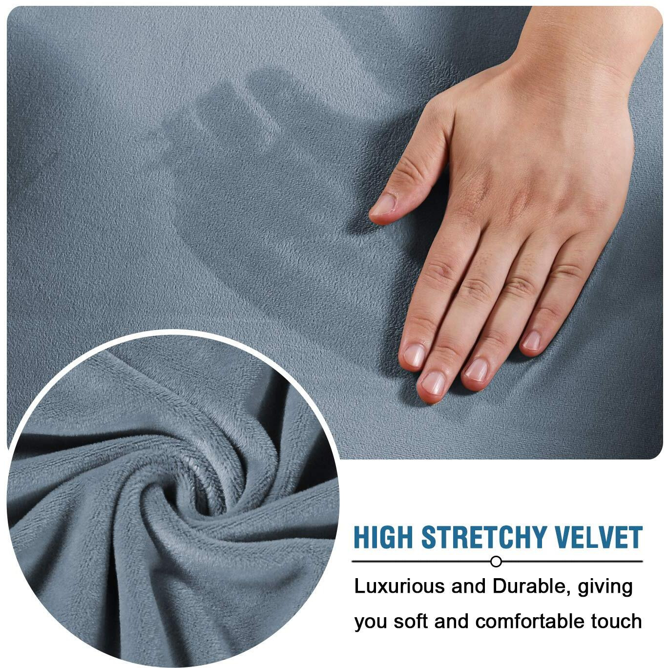 H.Versailtex Wing Chair Cover Wing Back Arm Chair Furniture Cover Wing Chair Slipcovers Sofa Cover Velvet Plush High Stretch Slip Resistant Fabric 1 Piece With Elastic Bottom  Wing Chair - Stone Blue