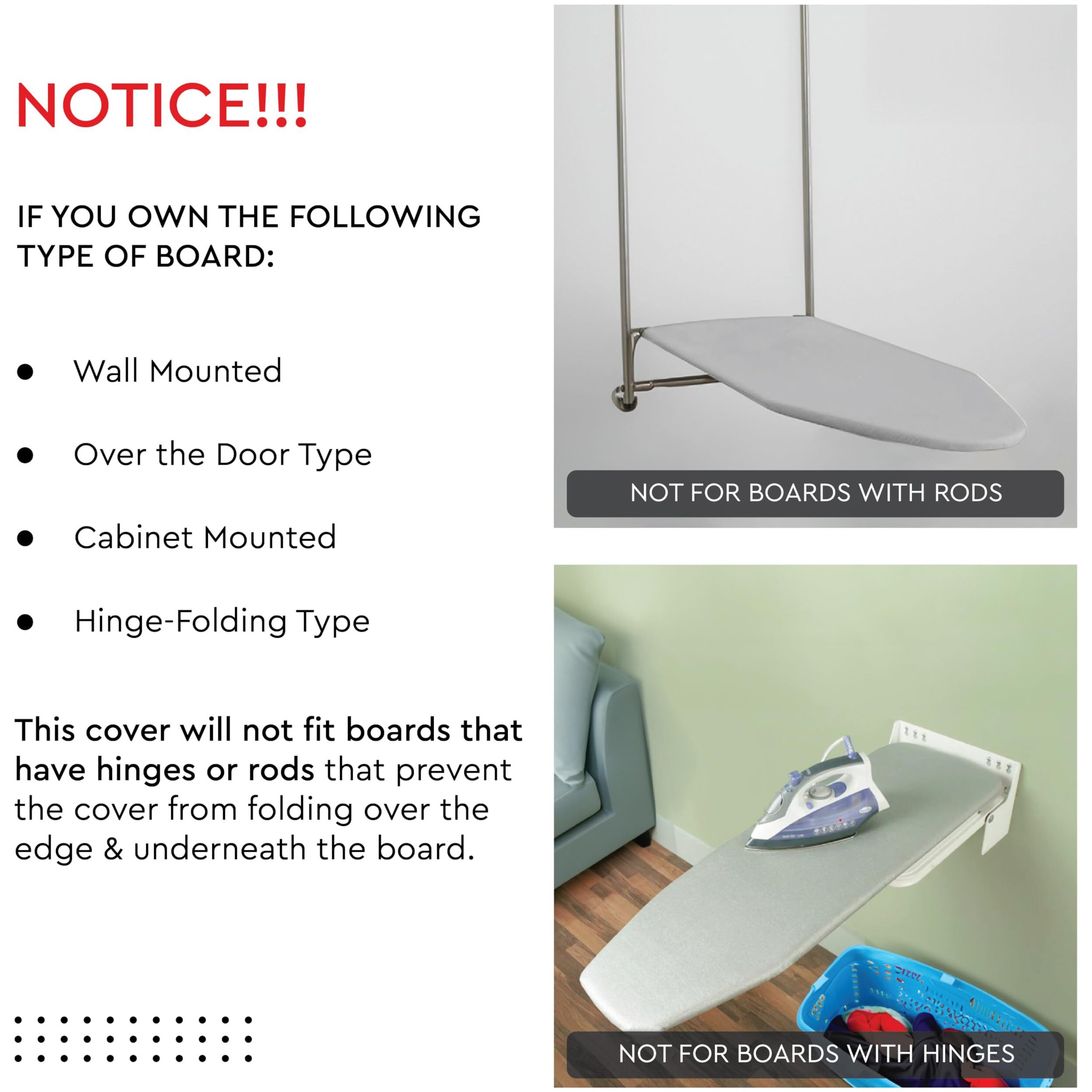Encasa Ironing Board Covers (14 X 42 Inch) Drawstring Tightening With Thick 3 Mm Felt Padding  Easy Fit  Scorch Resistant  Printed - Grey Tiles