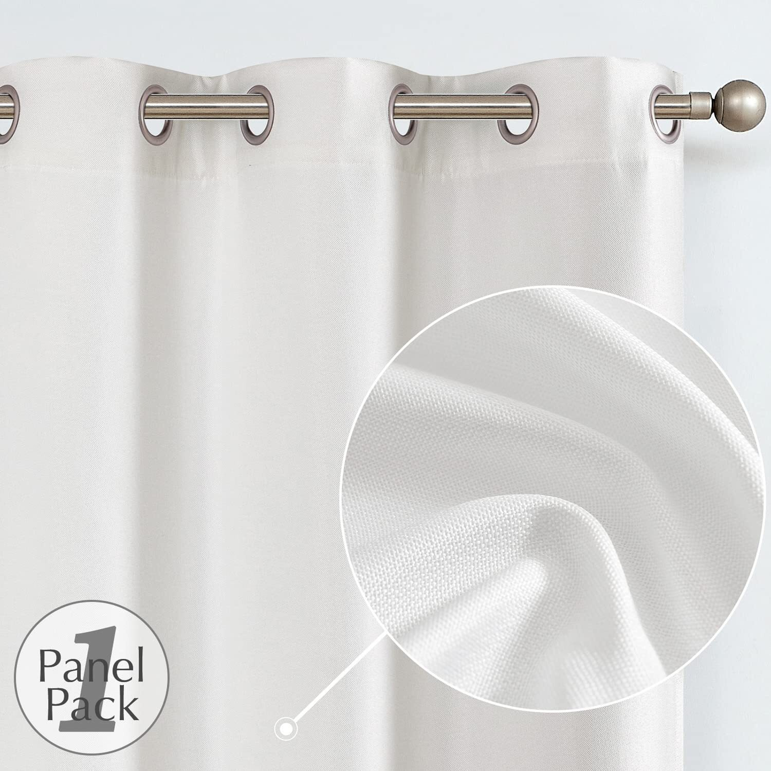 Jinchan Linen Textured Curtain 63 Inch Length For Living Room Light Filtering Thermal Insulated Grommet Top Window Drape For Bedroom 38X63 White 1 Panel