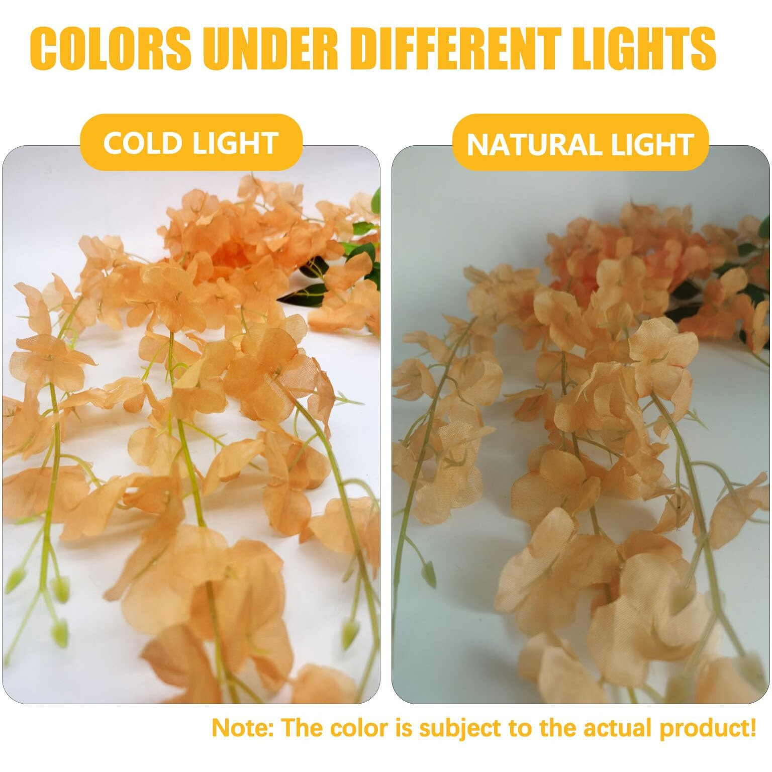5 Pack Orange Wisteria Hanging Flowers  Orange 3.77 Ft Fake Hanging Flowers  Orange Artificial Wisteria Garland  Orange Wisteria Flower Vines  Orange Wisteria Garland For Backdrop Thanksgiving Decor