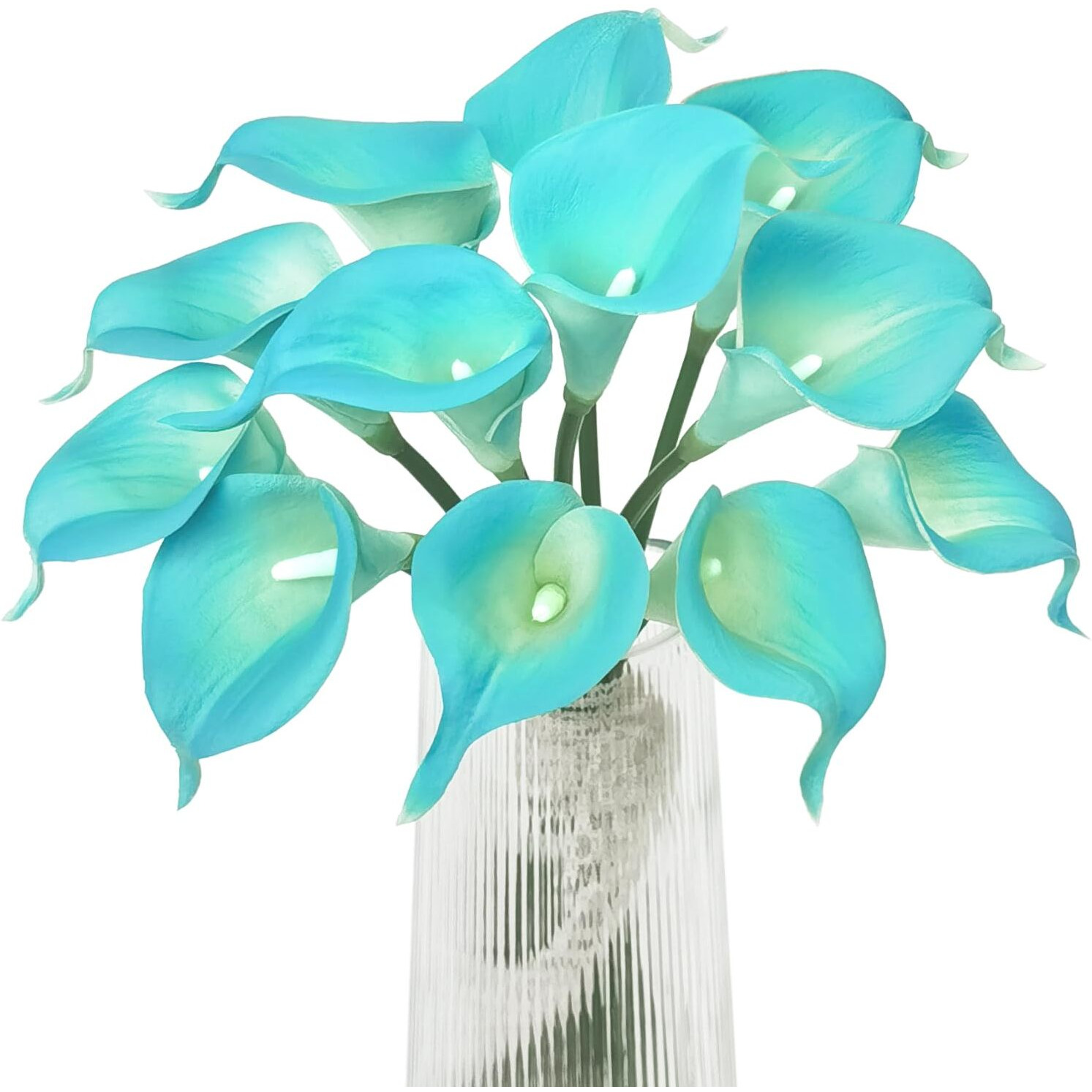 Letjolt Artificial Calla Lily Flowers 12Pcs Fake Flower Bouquet Faux Calla Lilies For Home Kitchen Wedding Party  Peacock Blue